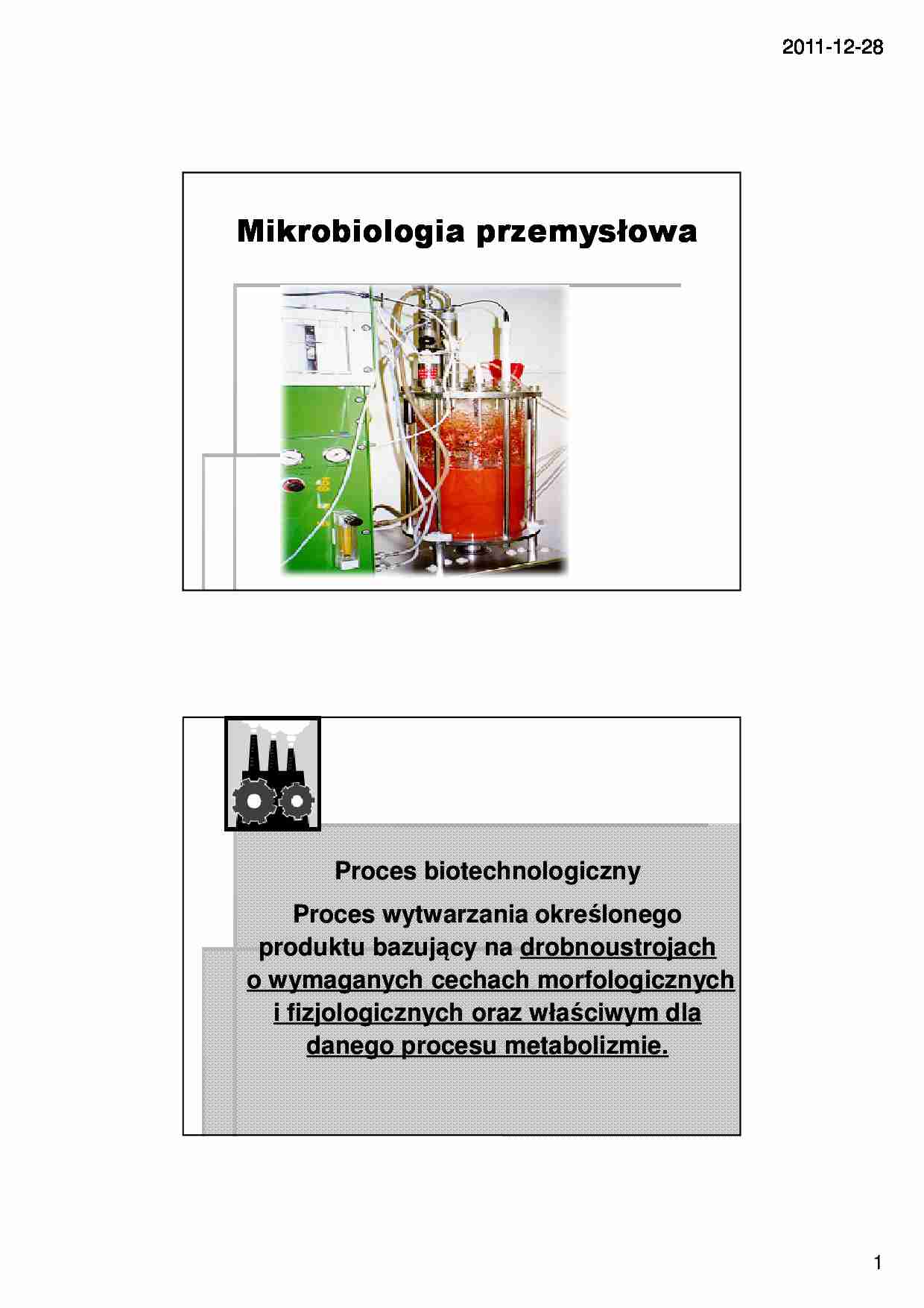 Proces biotechnologiczny- wykład 21 - strona 1
