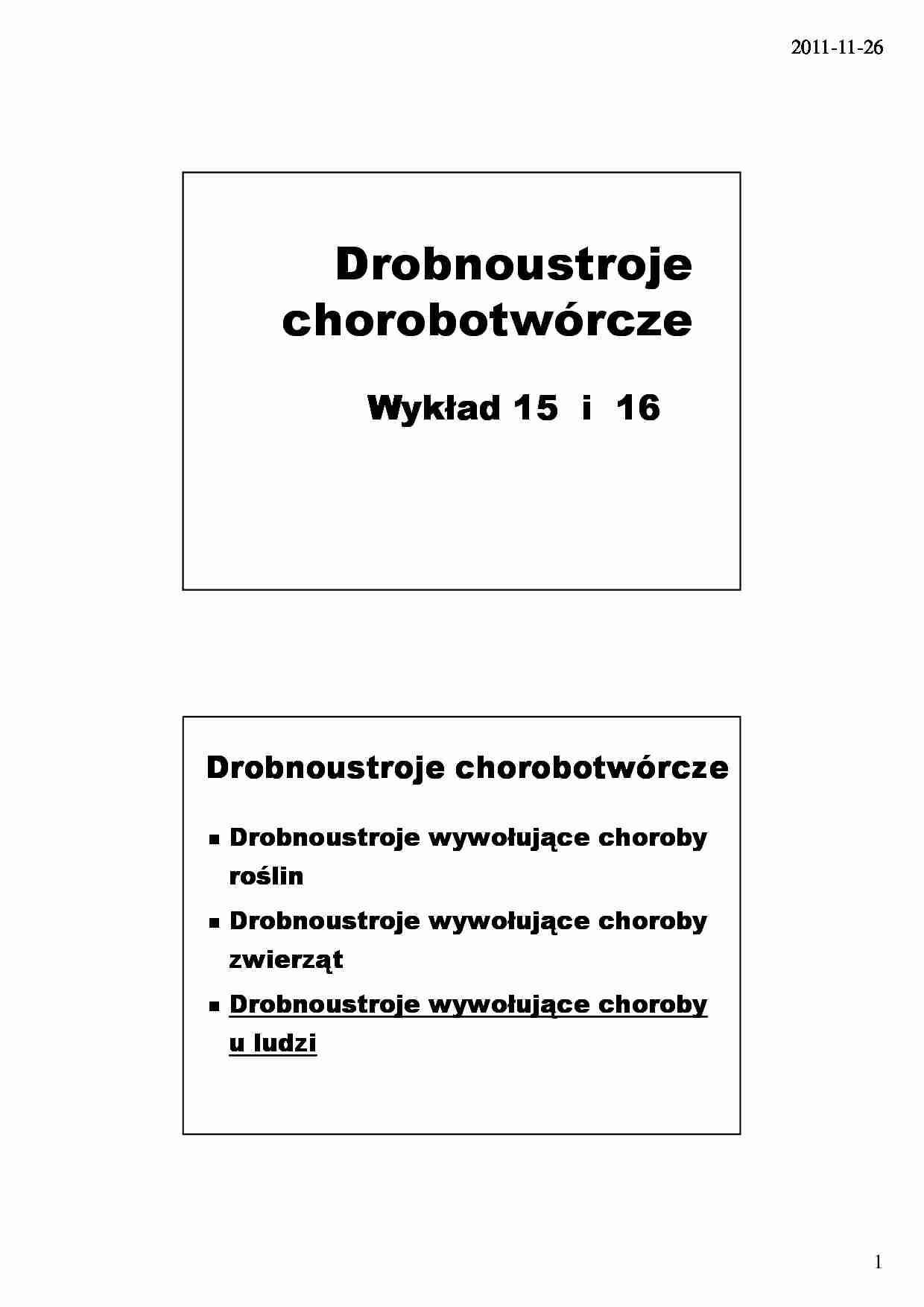 Mikrobiologia- wykład 15 i 16 - strona 1