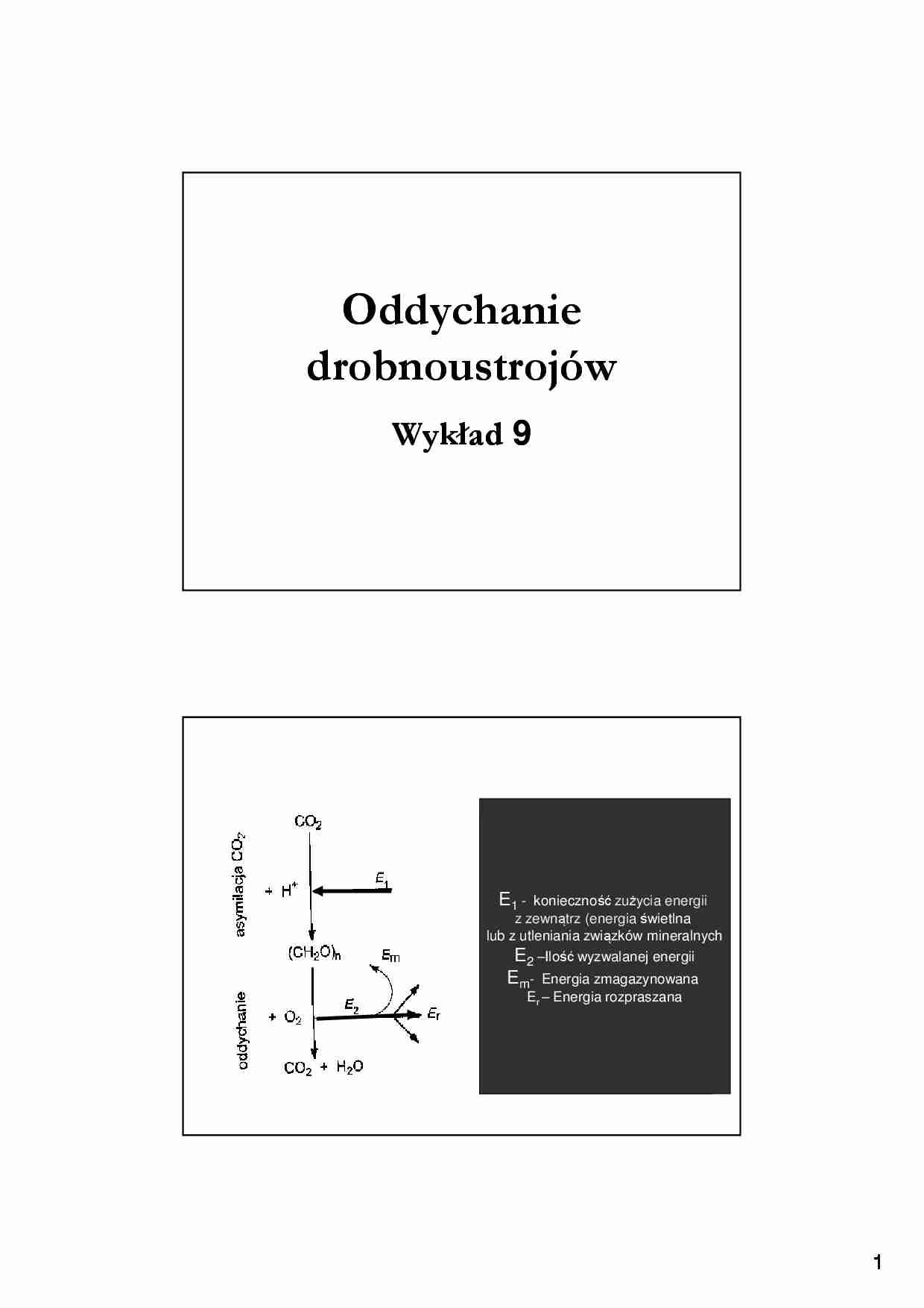 Oddychanie drobnoustrojów- wykład 9 - strona 1