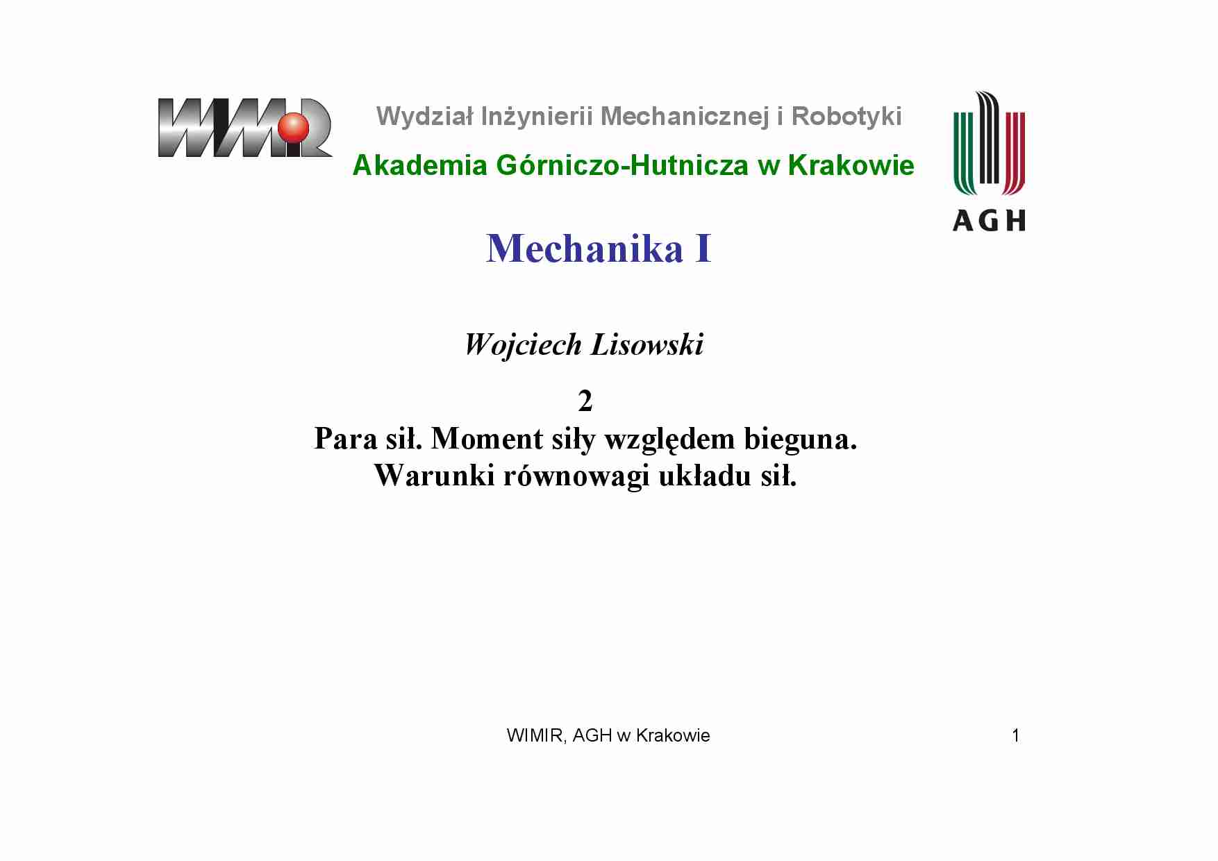 Mechanika - wyklad 2 - strona 1
