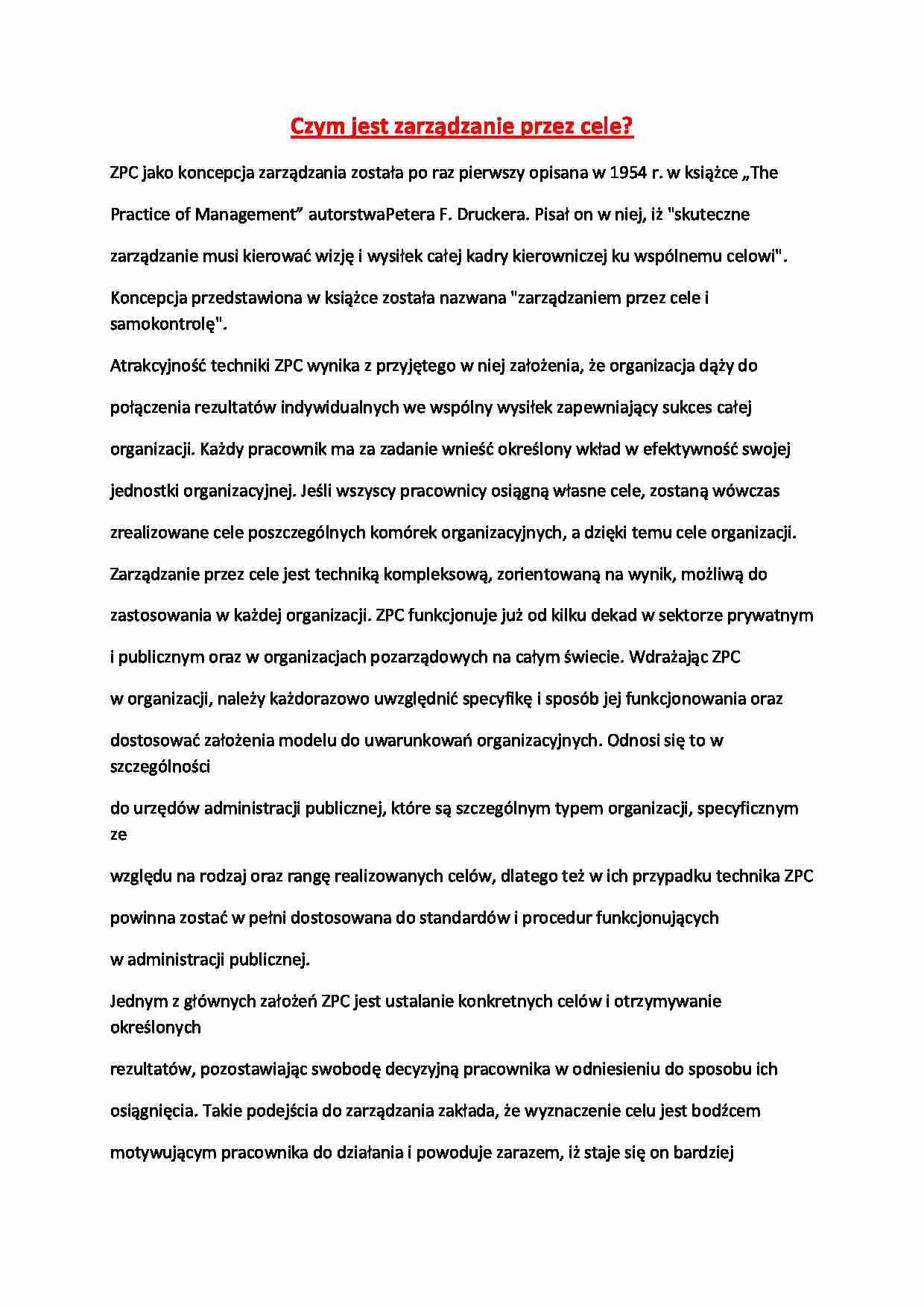 Czym jest zarządzanie przez cele-opracowanie - strona 1