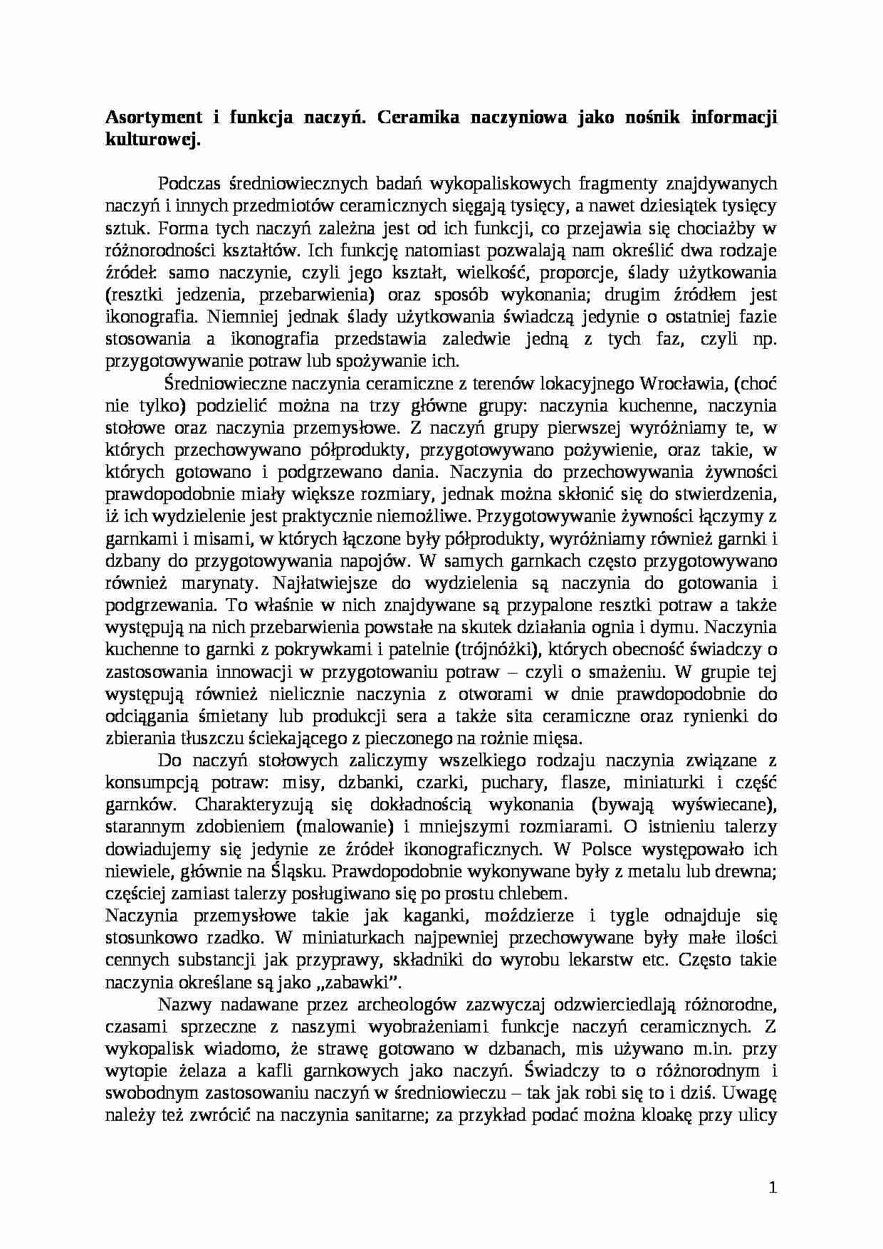 Asortyment i funkcja naczyń-opracowanie - strona 1