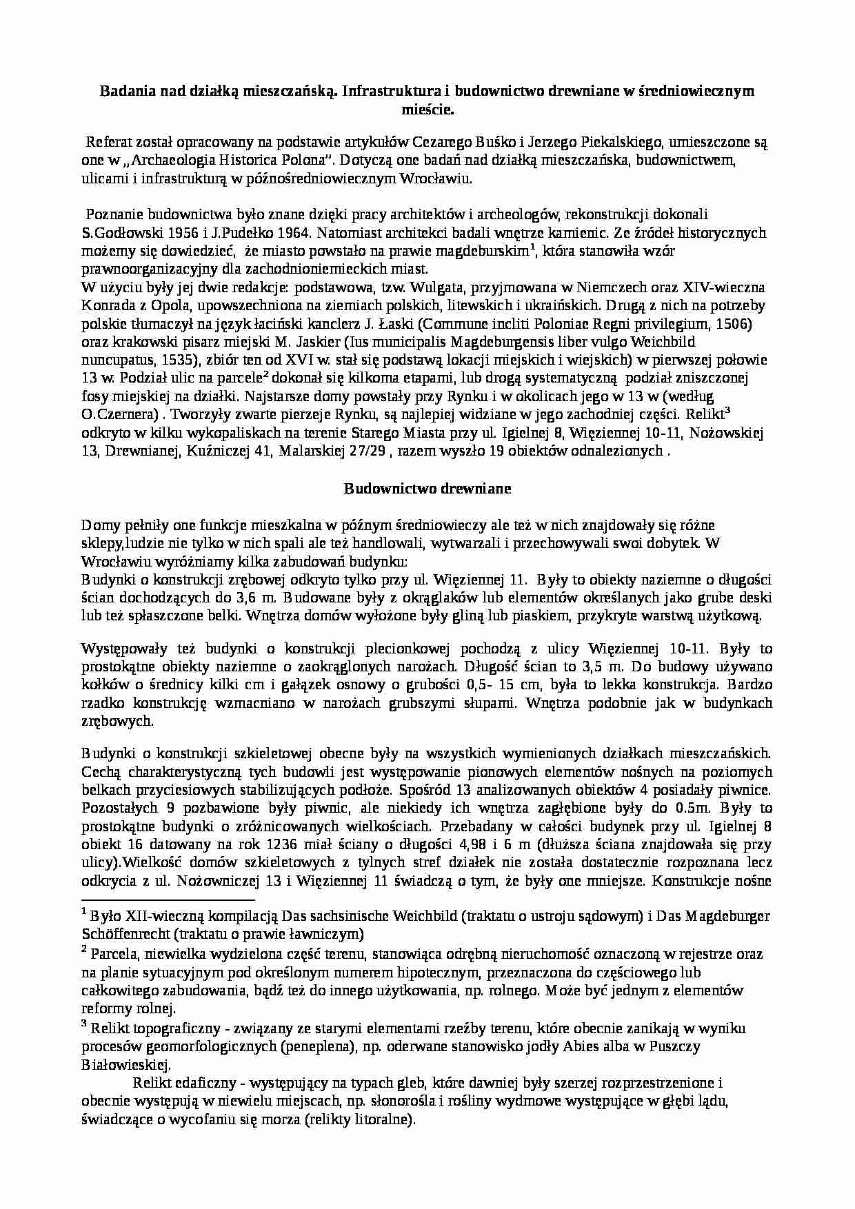 Badania nad działką mieszczańską-opracowanie - strona 1