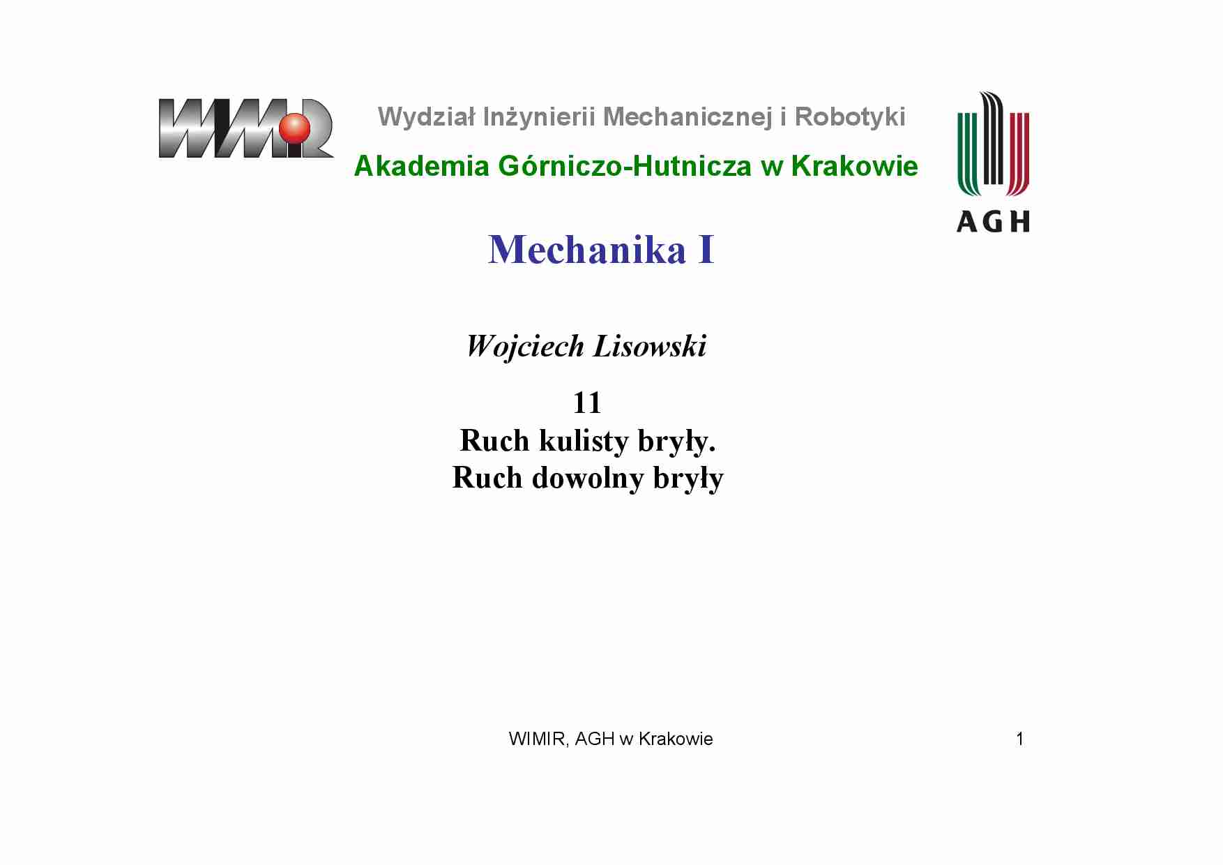 Mechanika - wyklad 11 - strona 1