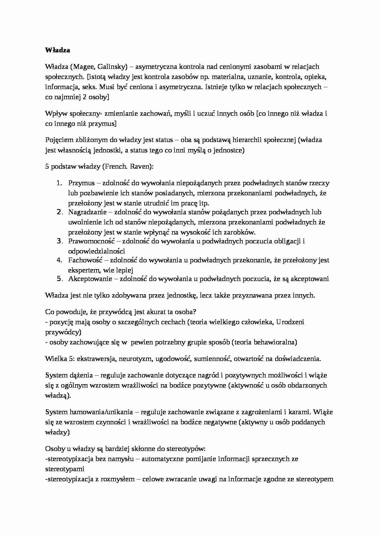 Władza-opracowanie - strona 1