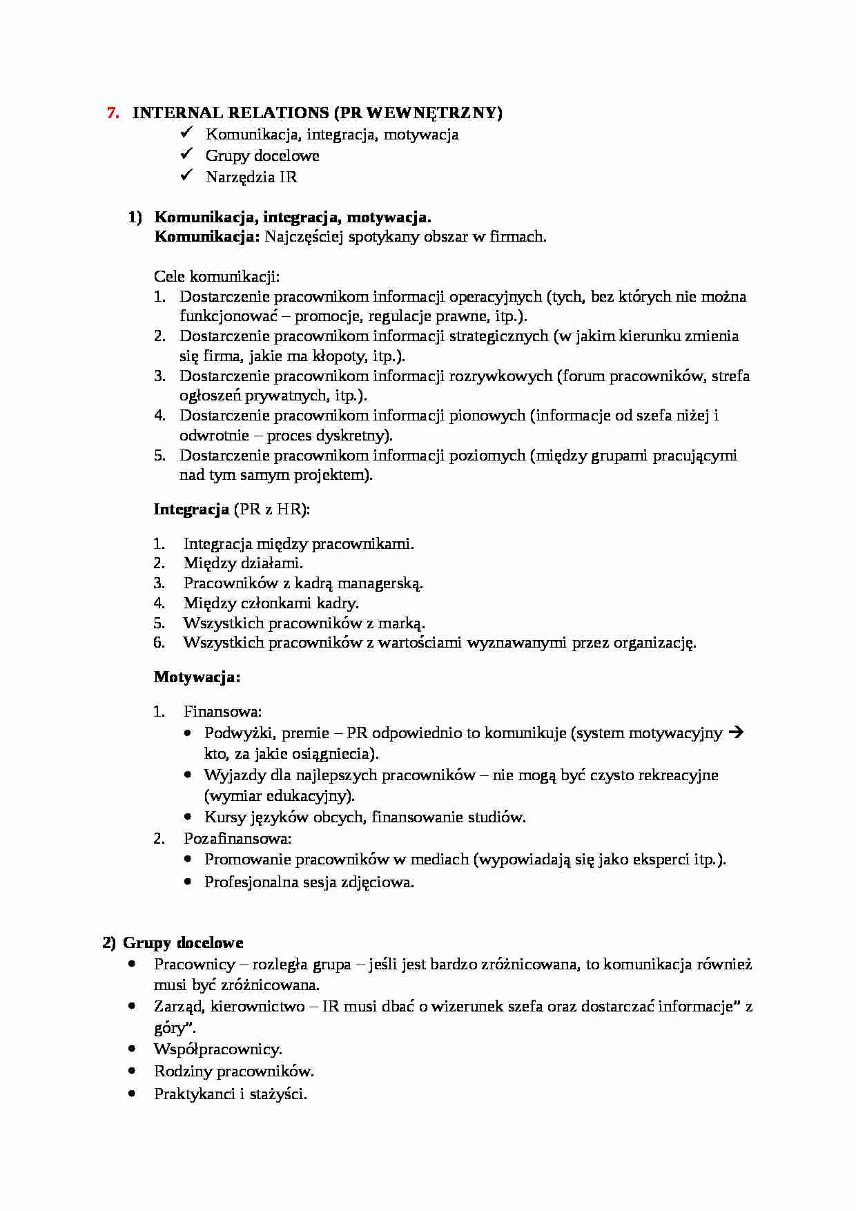 Internal Relations-opracowanie - strona 1