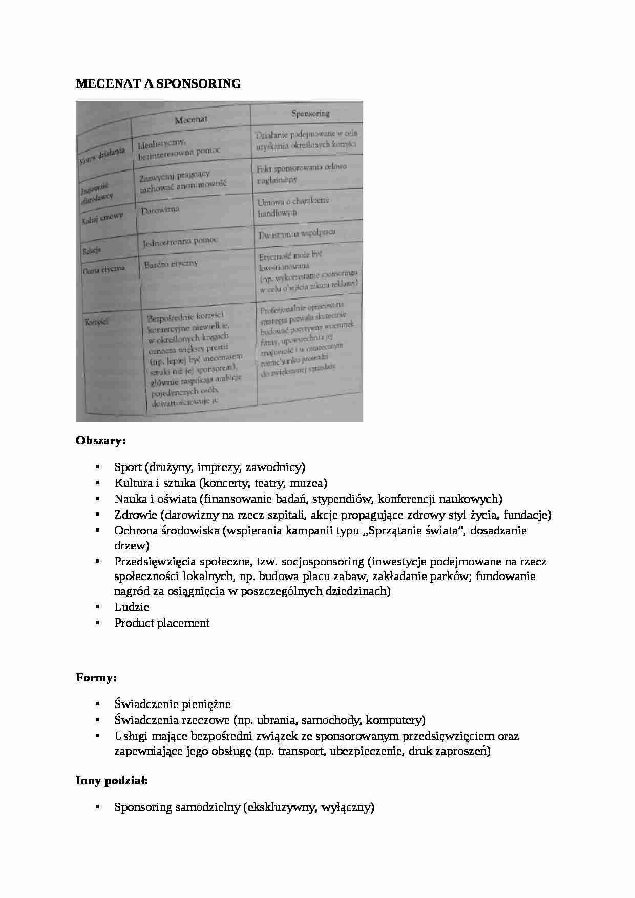 Mecenat a sponsoring-opracowanie - strona 1