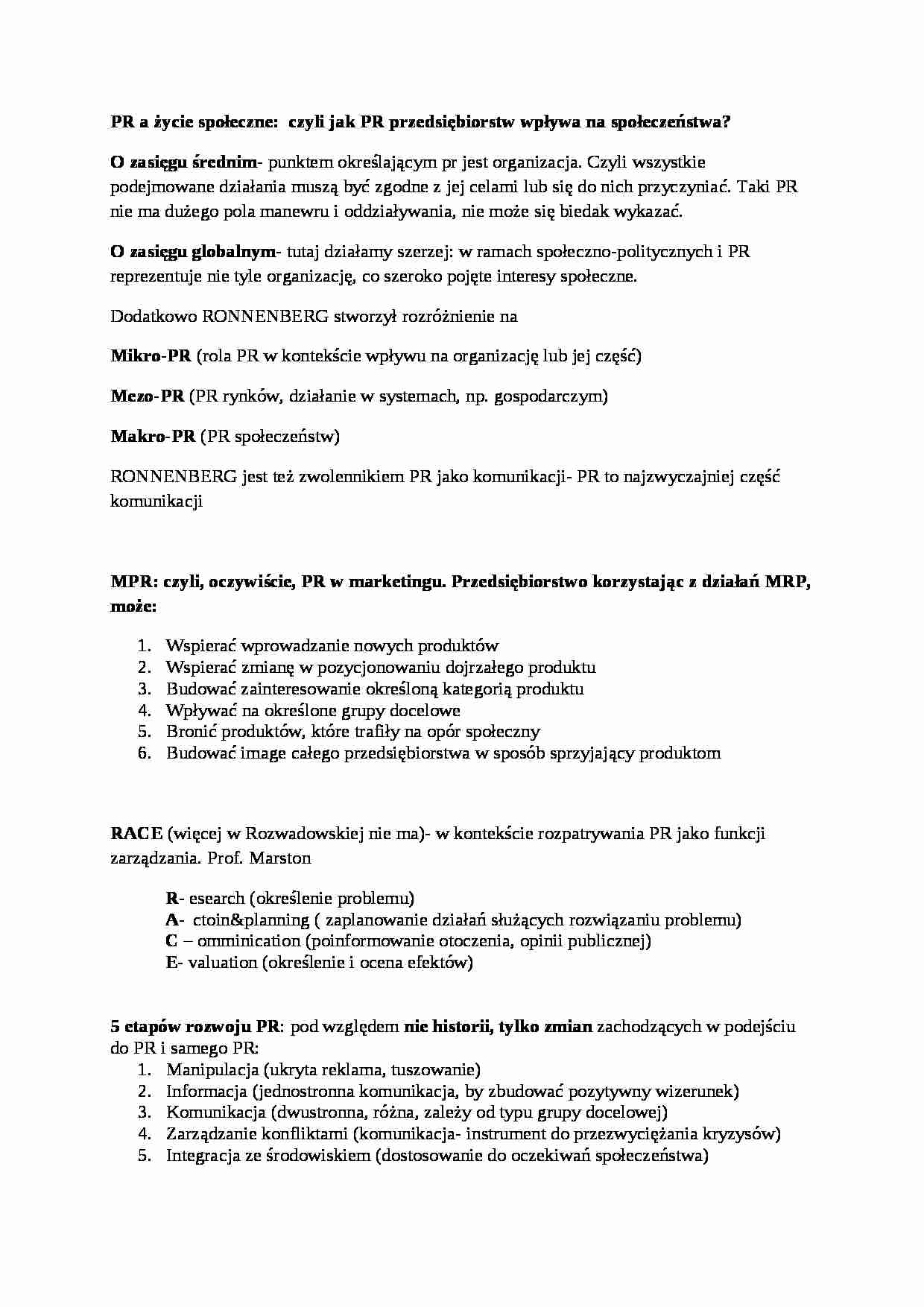 PR a życie społeczne-opracowanie - strona 1