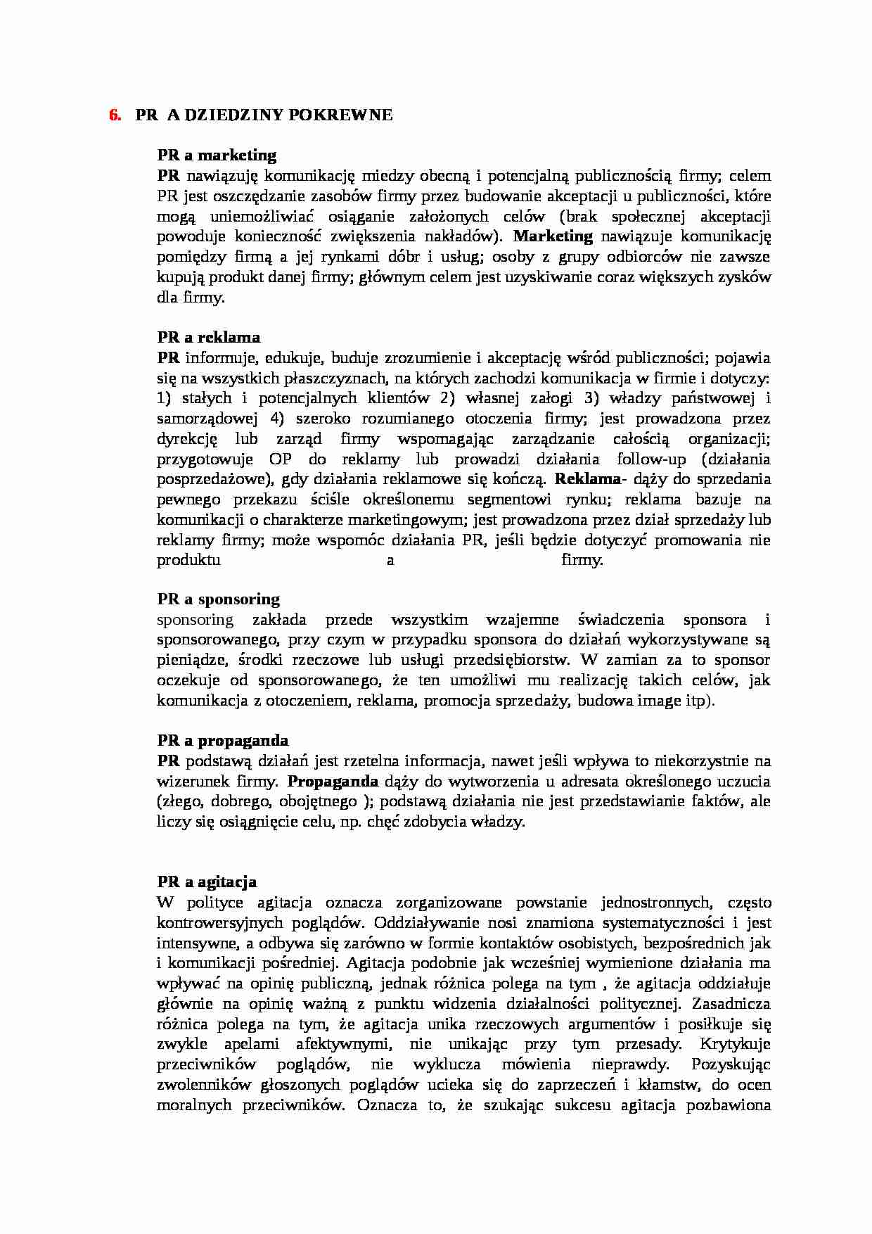 PR a dziedziny pokrewne-opracowanie - strona 1