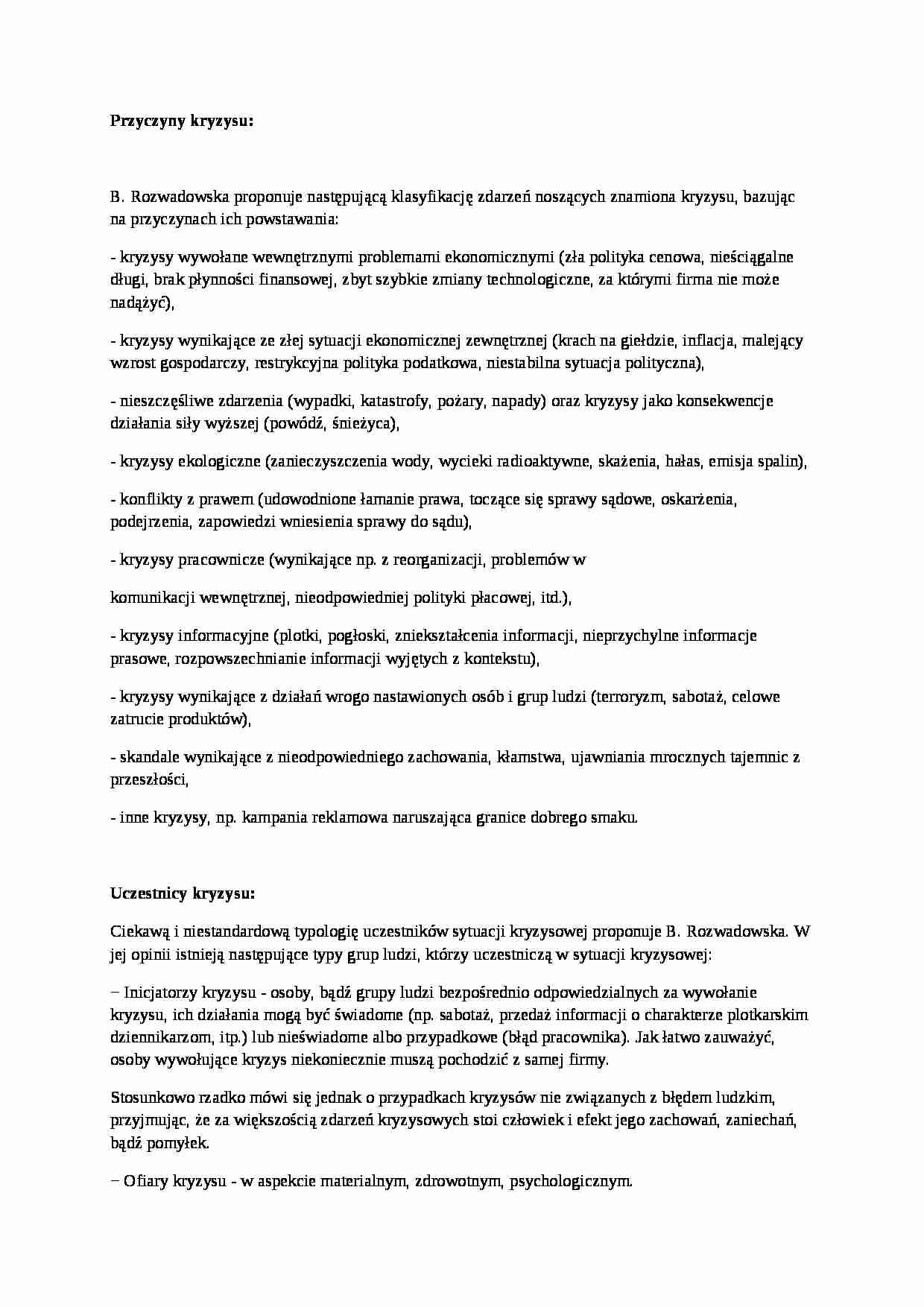 Przyczyny kryzysu-opracowanie - strona 1