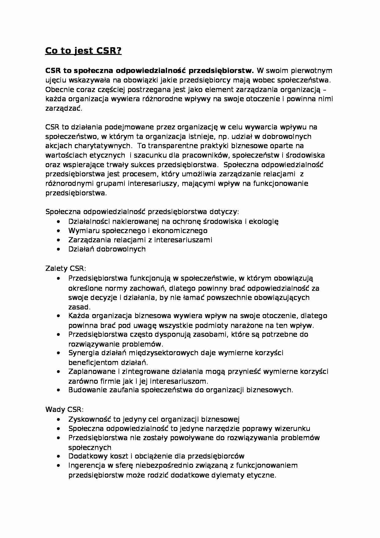Społeczna odpowiedzialność przedsiębiorstw-opracowanie - strona 1