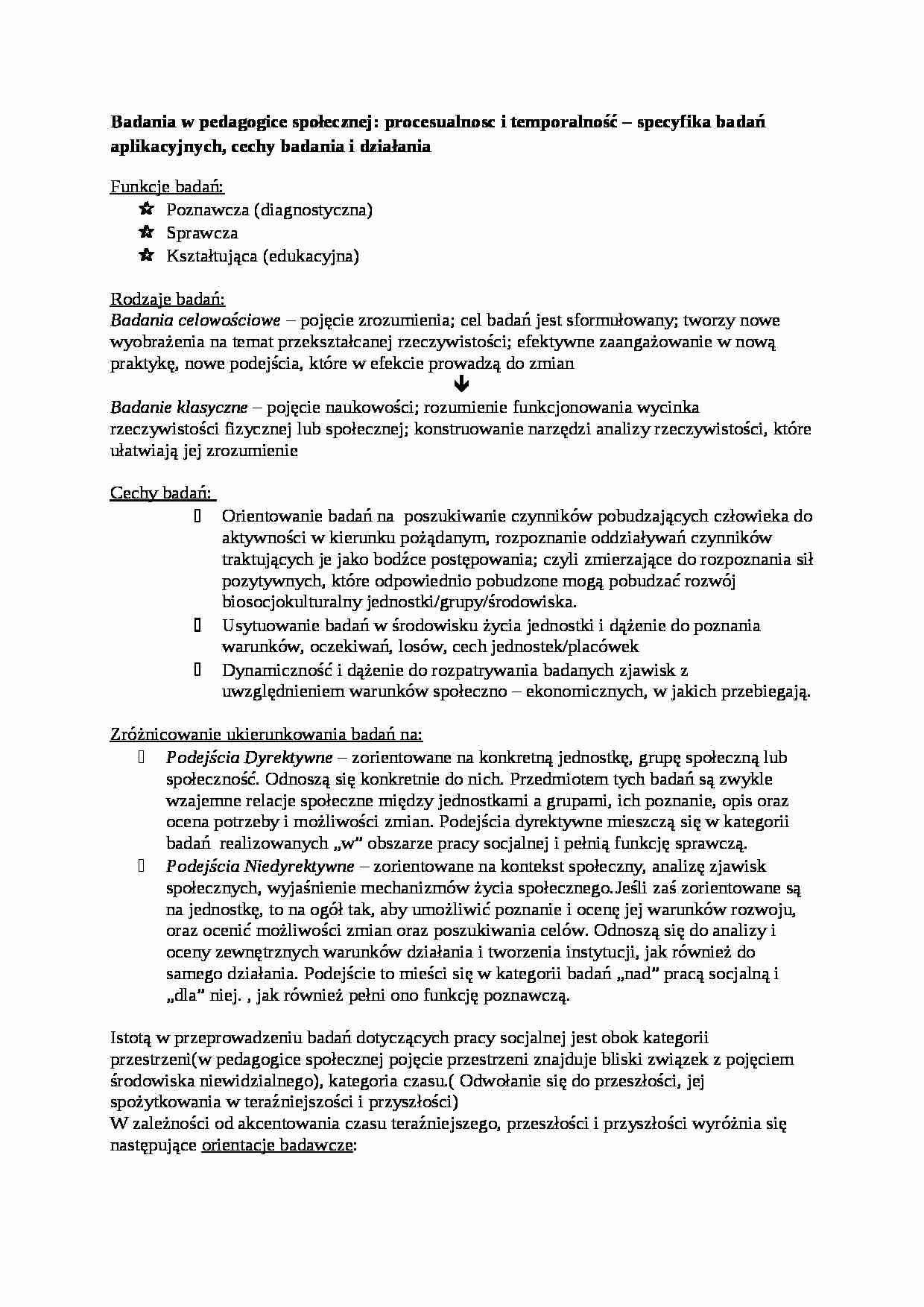 Badania w pedagogice społecznej- procesualność i temporalność - strona 1