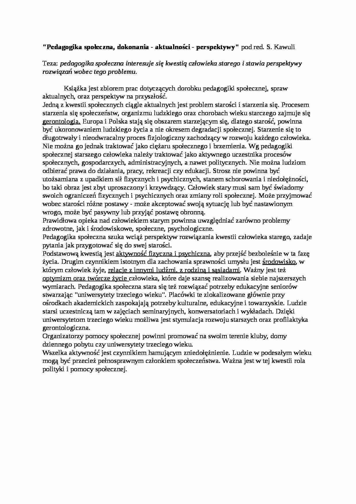 Pedagogika społeczna, dokonania - aktualności - perspektywy - strona 1