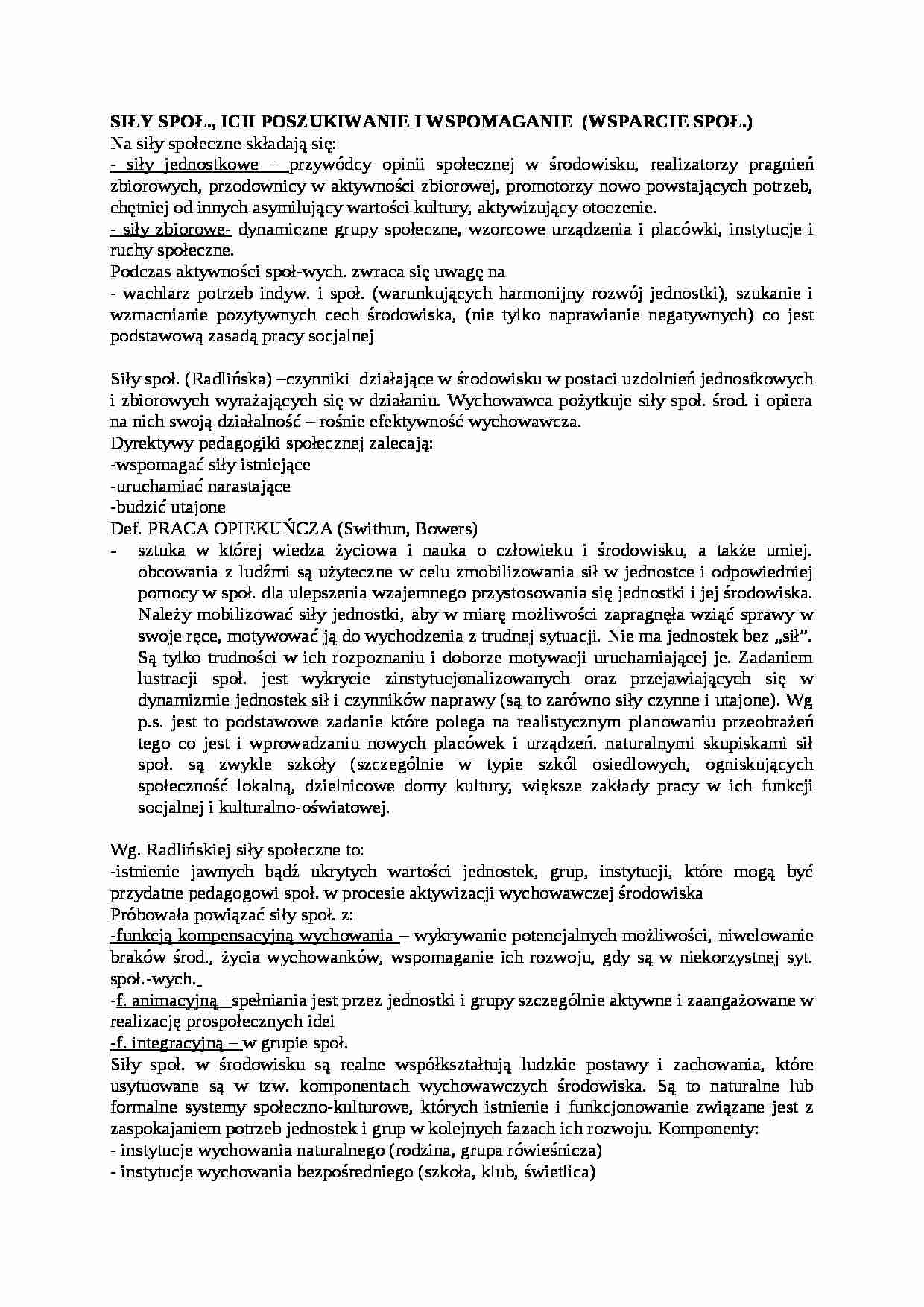 Siły społeczne-opracowanie - strona 1