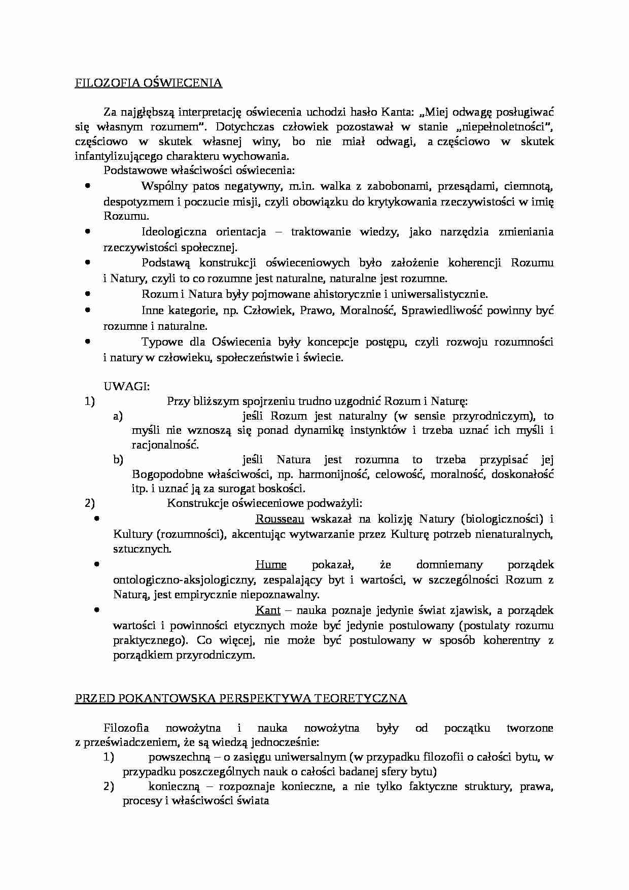 Filozofia oświecenia-opracowanie - strona 1
