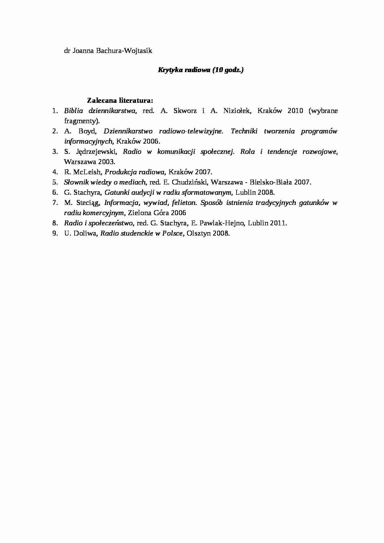 Literatura zalecana-opracowanie - strona 1