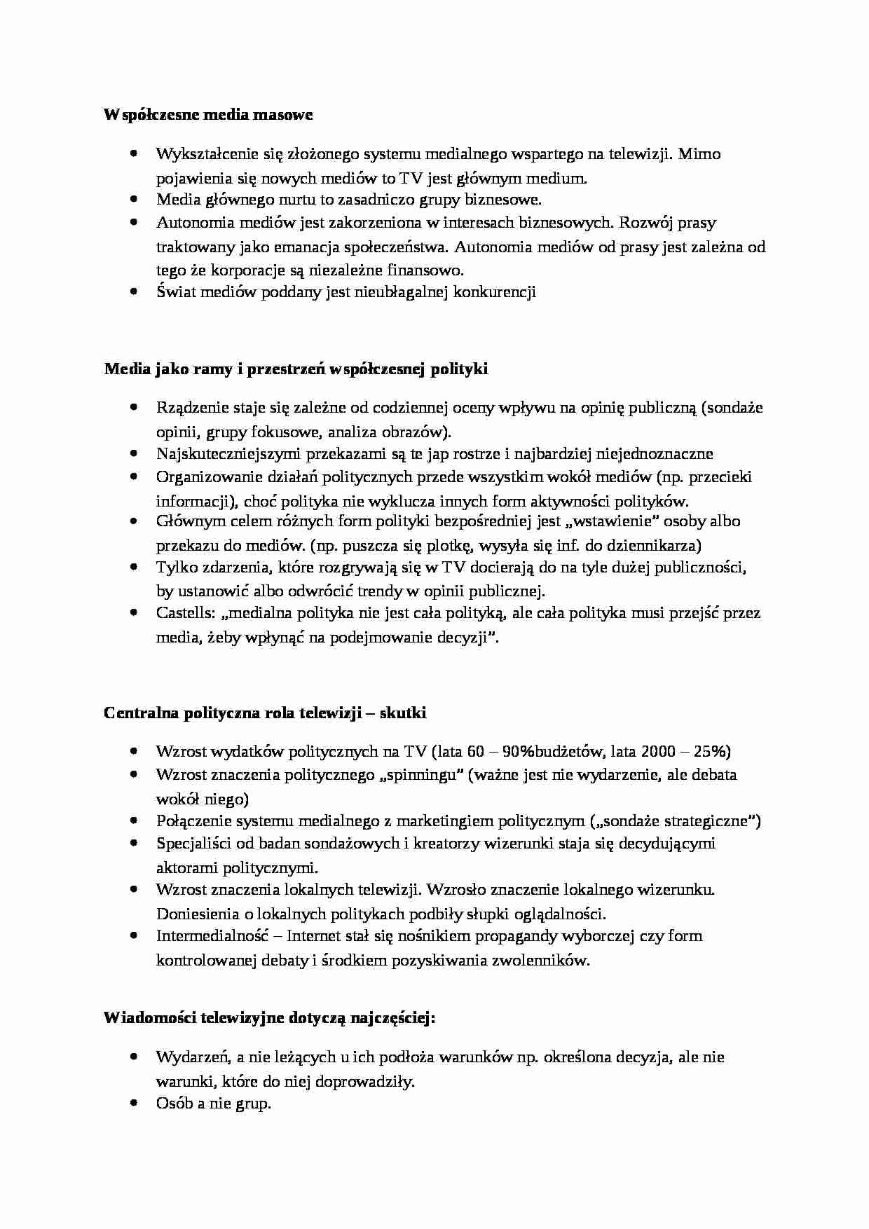 Współczesne media masowe-opracowanie - strona 1