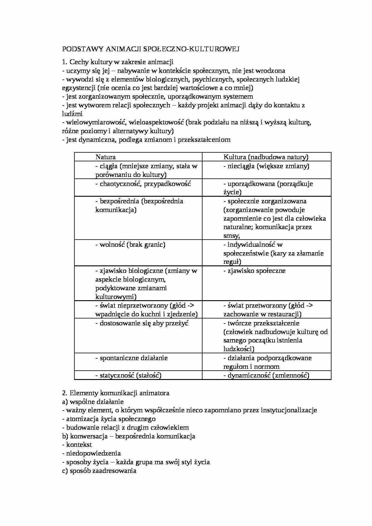 Cechy kultury w zakresie animacji-opracowanie - strona 1