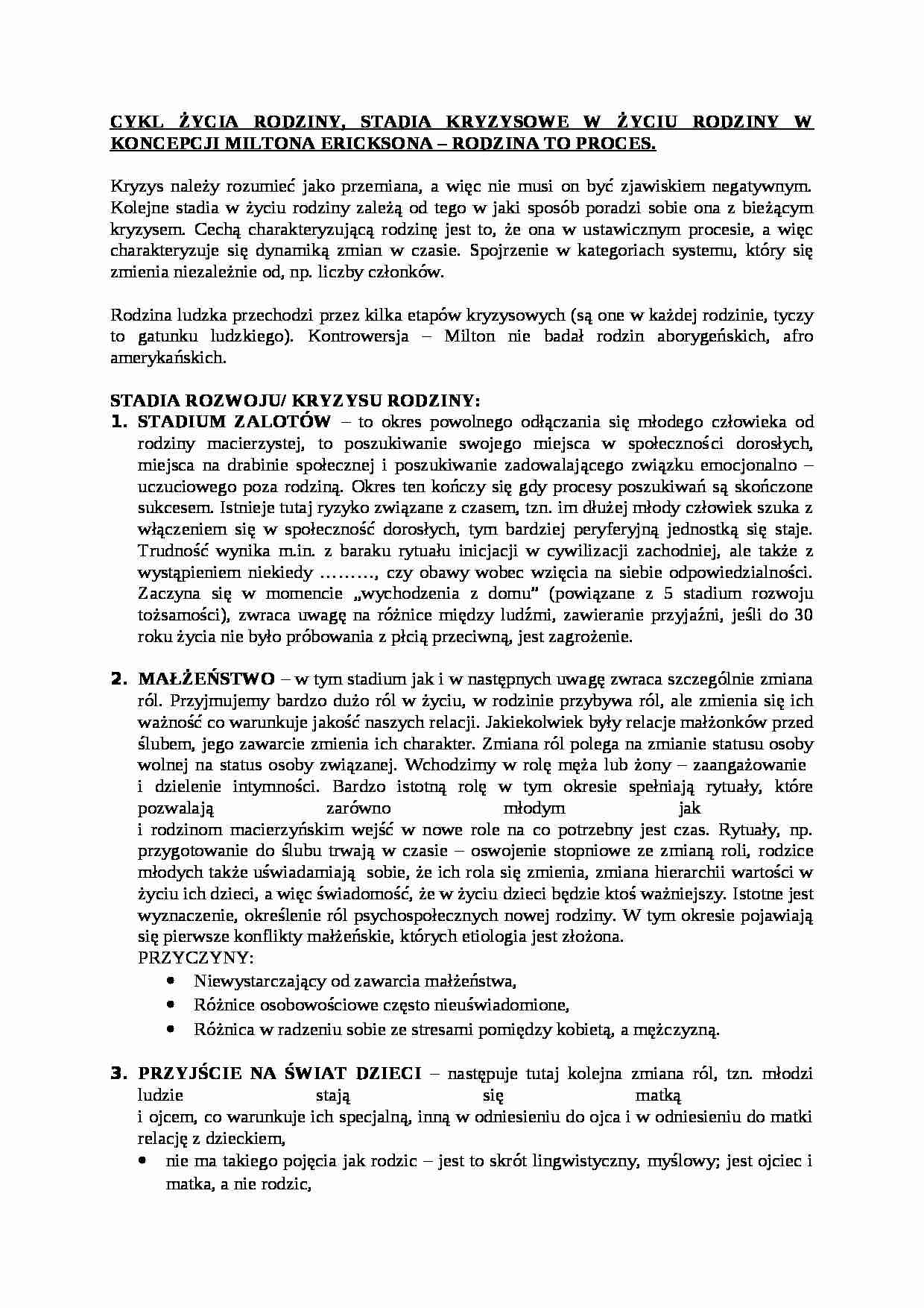 Cykl życia rodziny-opracowanie - strona 1