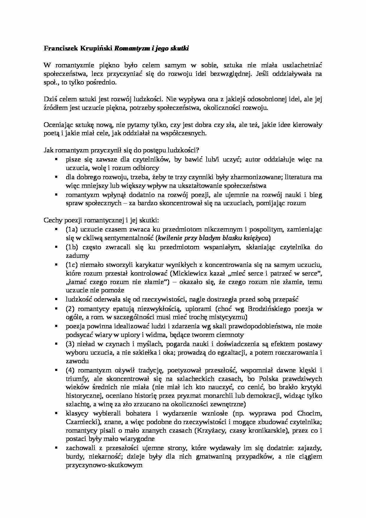 Romantyzm i jego skutki-opracowanie - strona 1