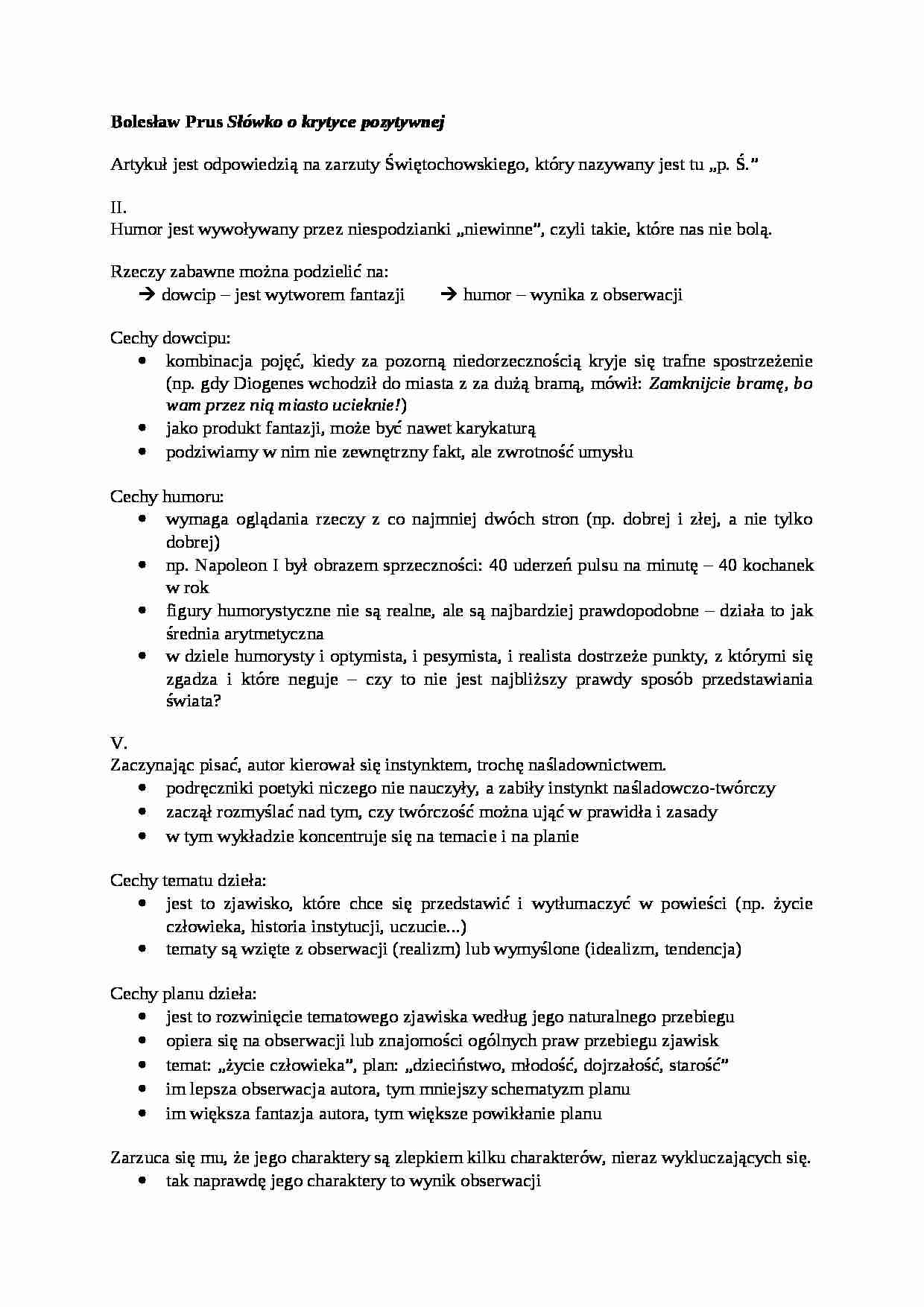 Słówko o krytyce pozytywnej-opracowanie - strona 1