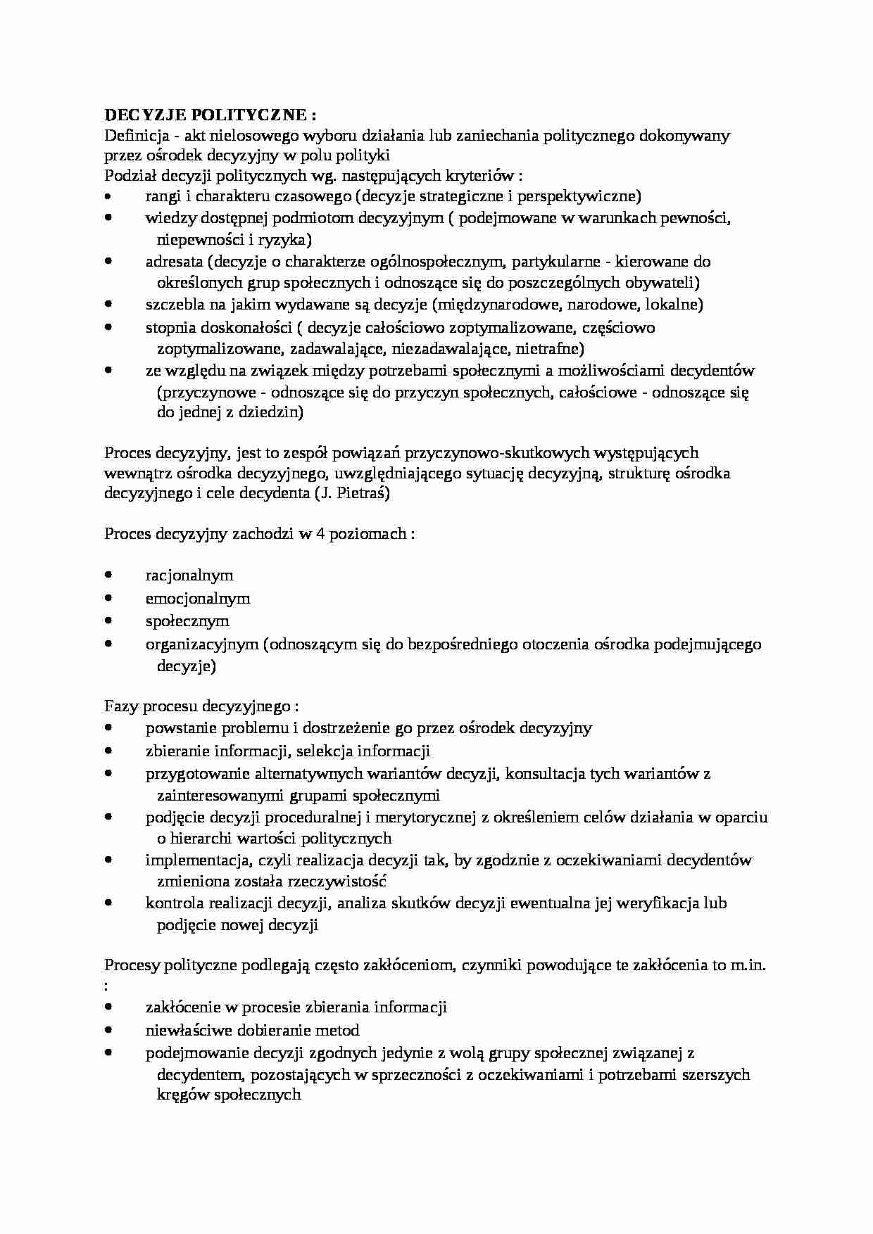Decyzje polityczne-opracowanie - strona 1
