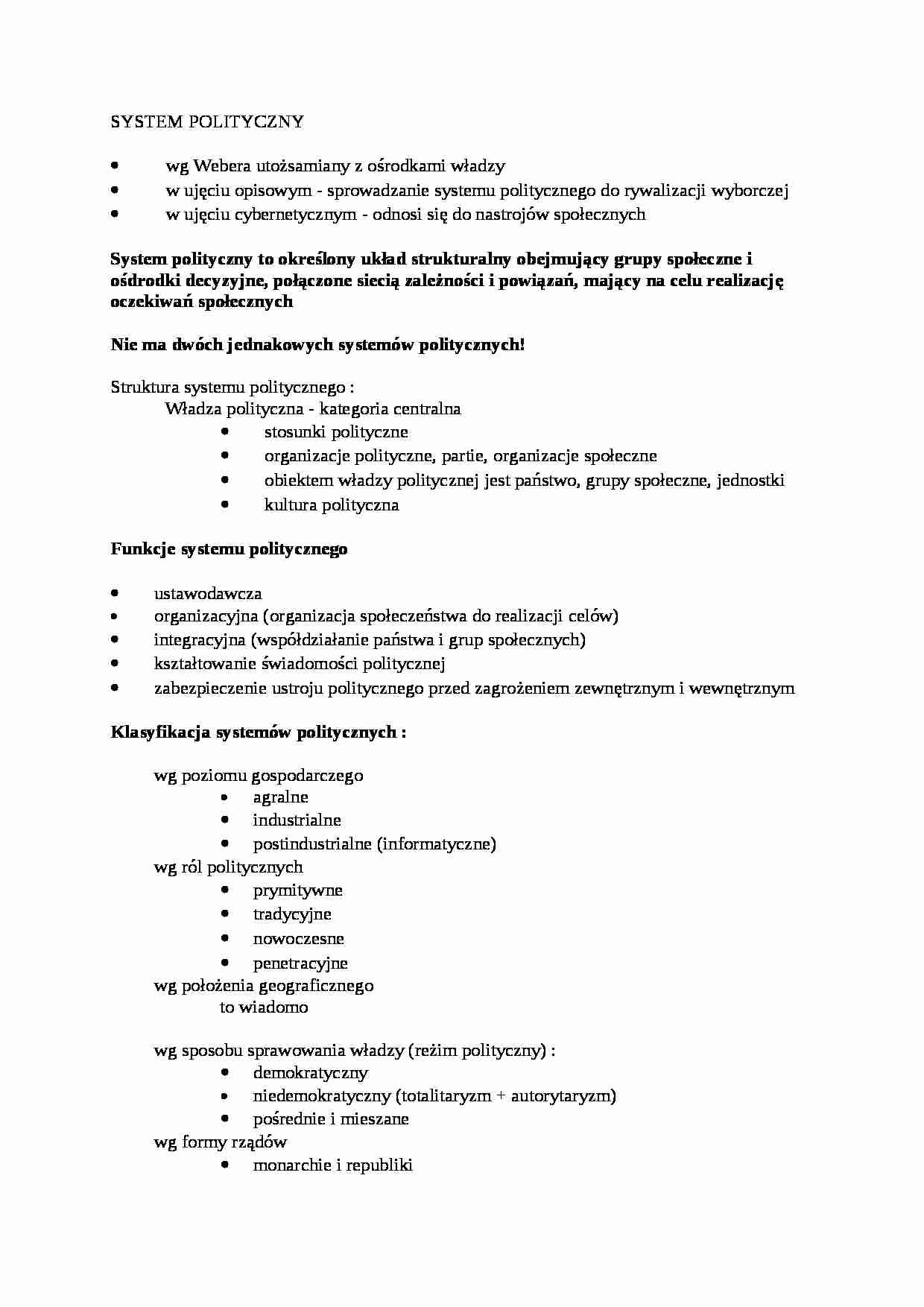 System polityczny-opracowanie - strona 1