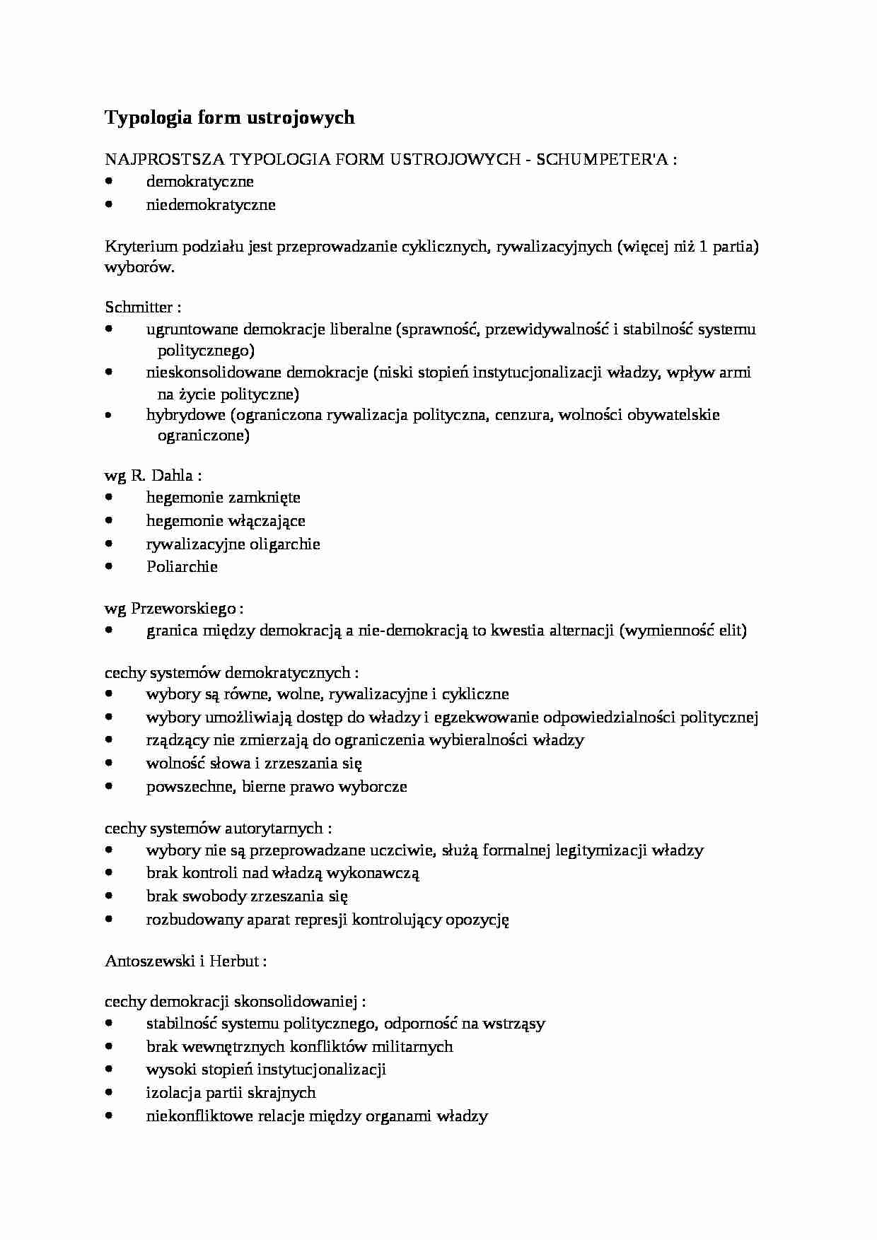 Typologia form ustrojowych-opracowanie - strona 1