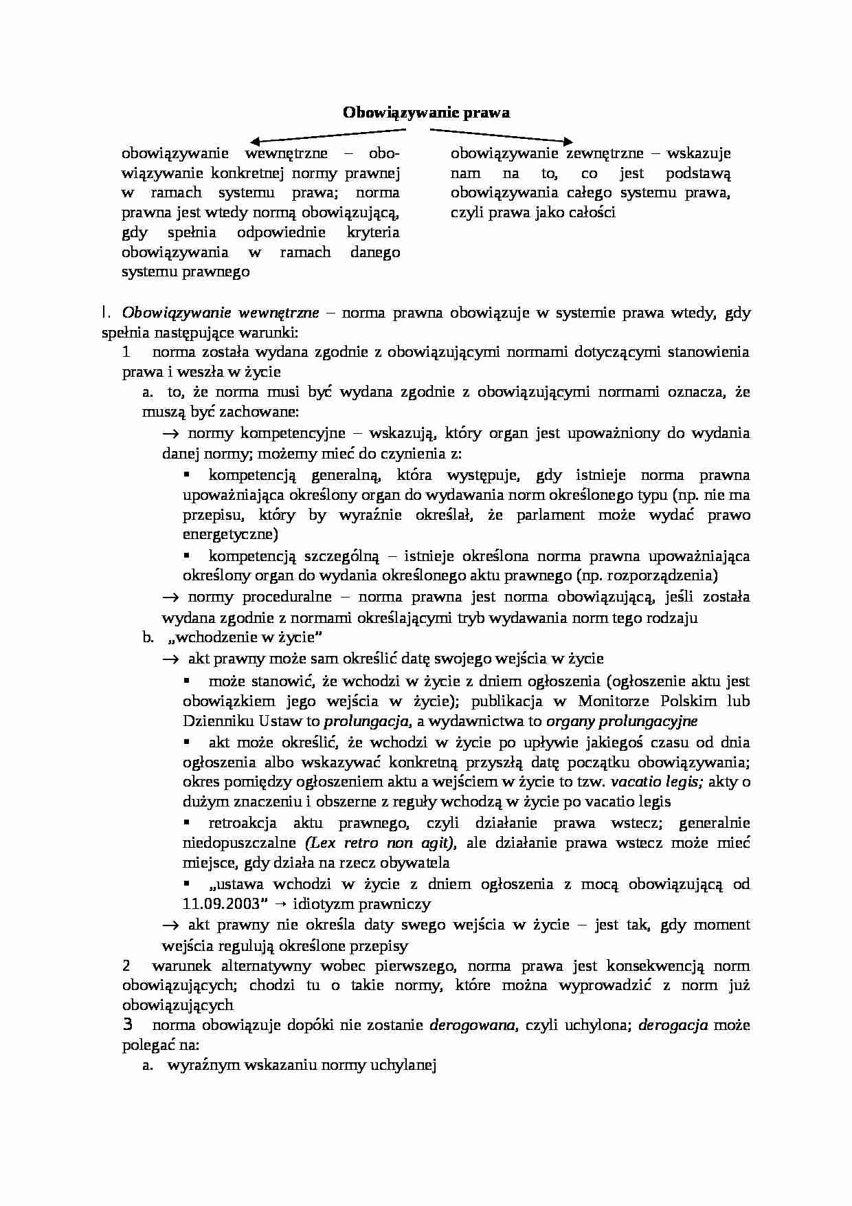 Obowiązywanie prawa-opracowanie - strona 1