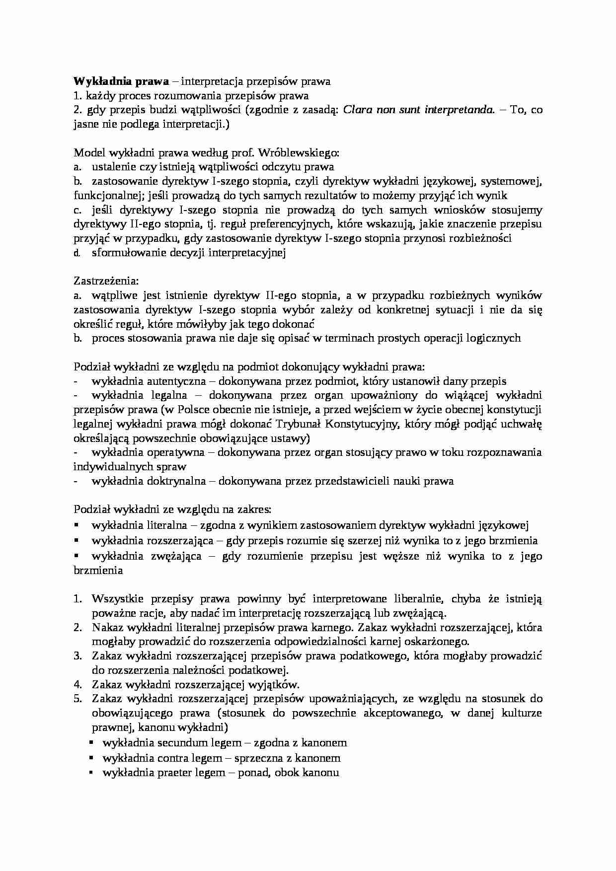 Wykładnia prawa-opracowanie - strona 1