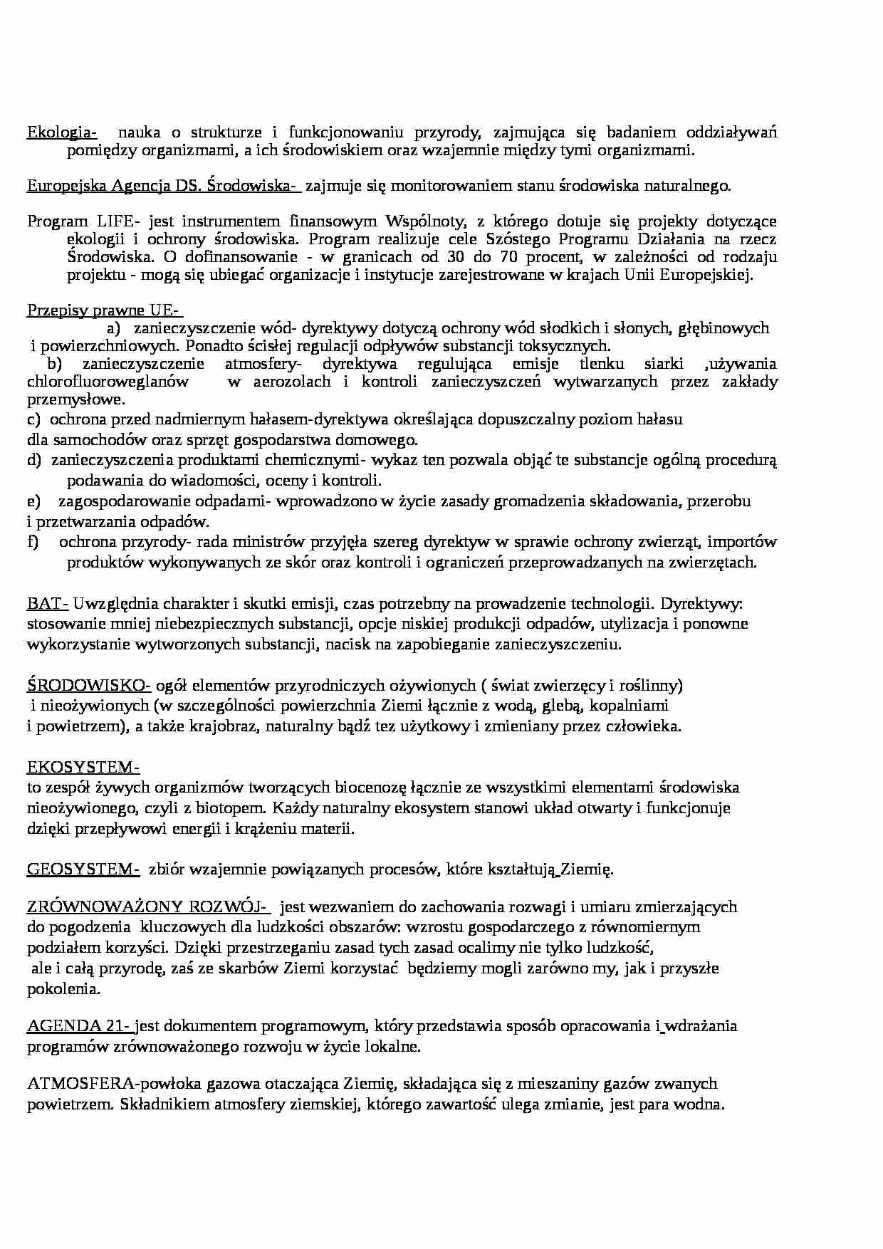 Ekologia - Przepisy prawne UE - strona 1