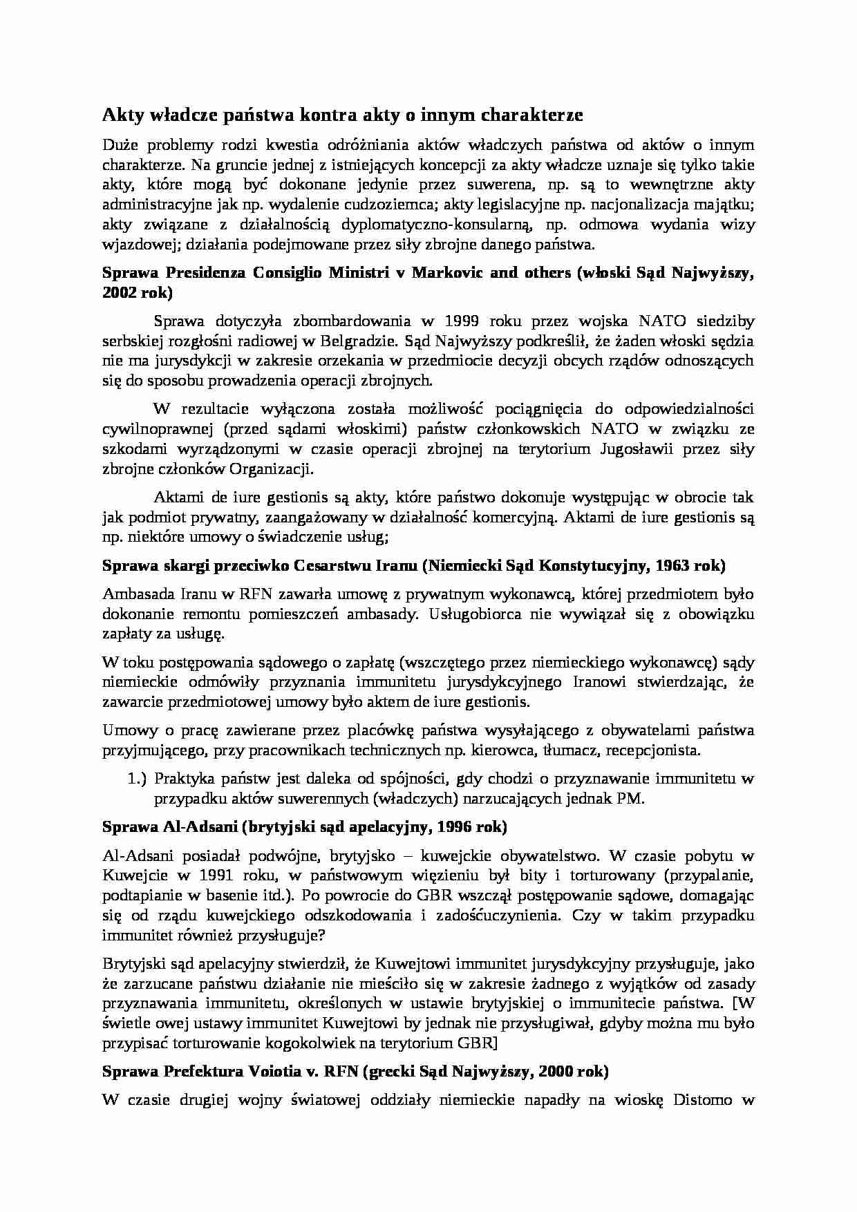 Akty władcze państwa kontra akty o innym charakterze-opracowanie - strona 1