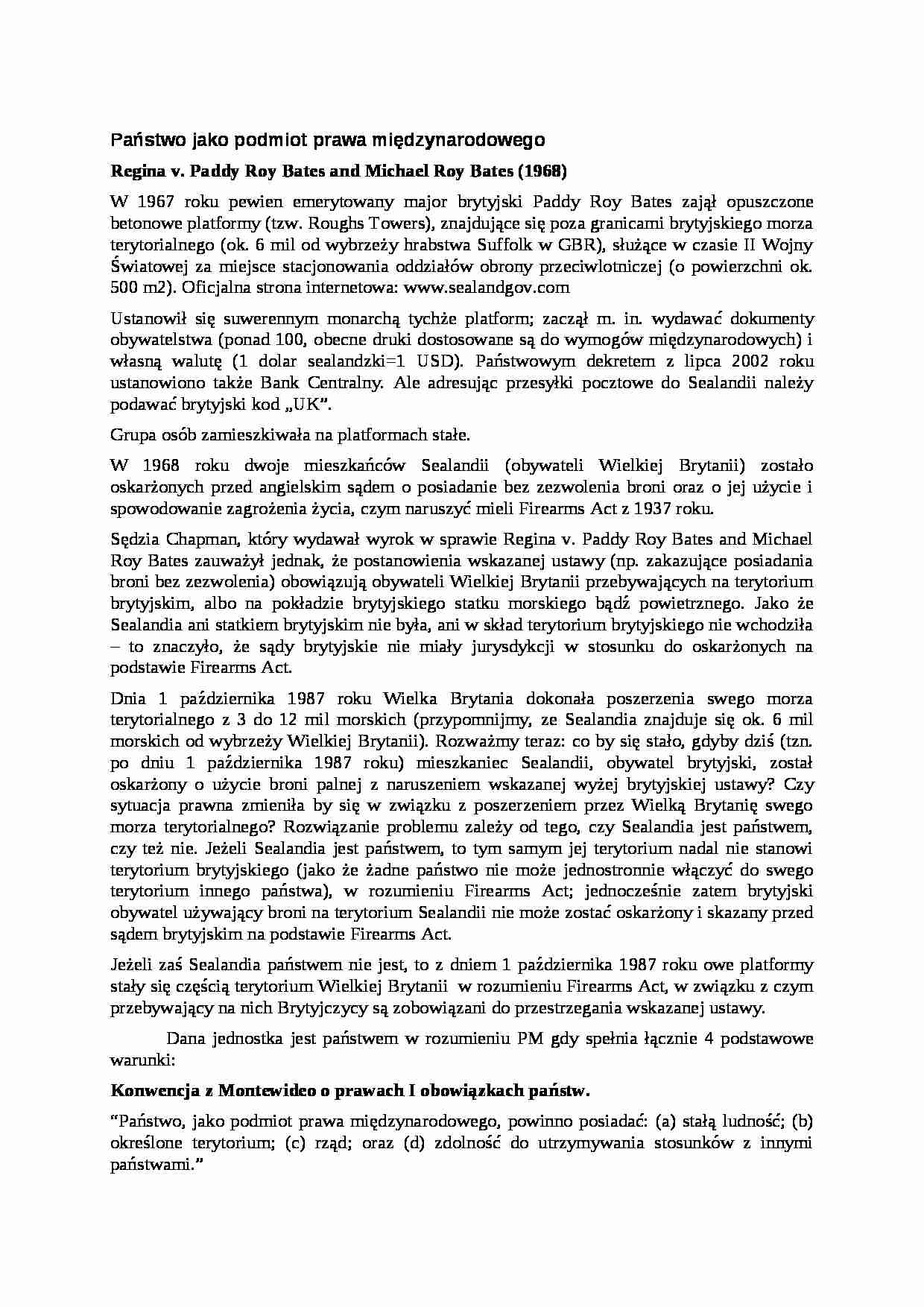 Państwo jako podmiot prawa międzynarodowego-opracowanie - strona 1