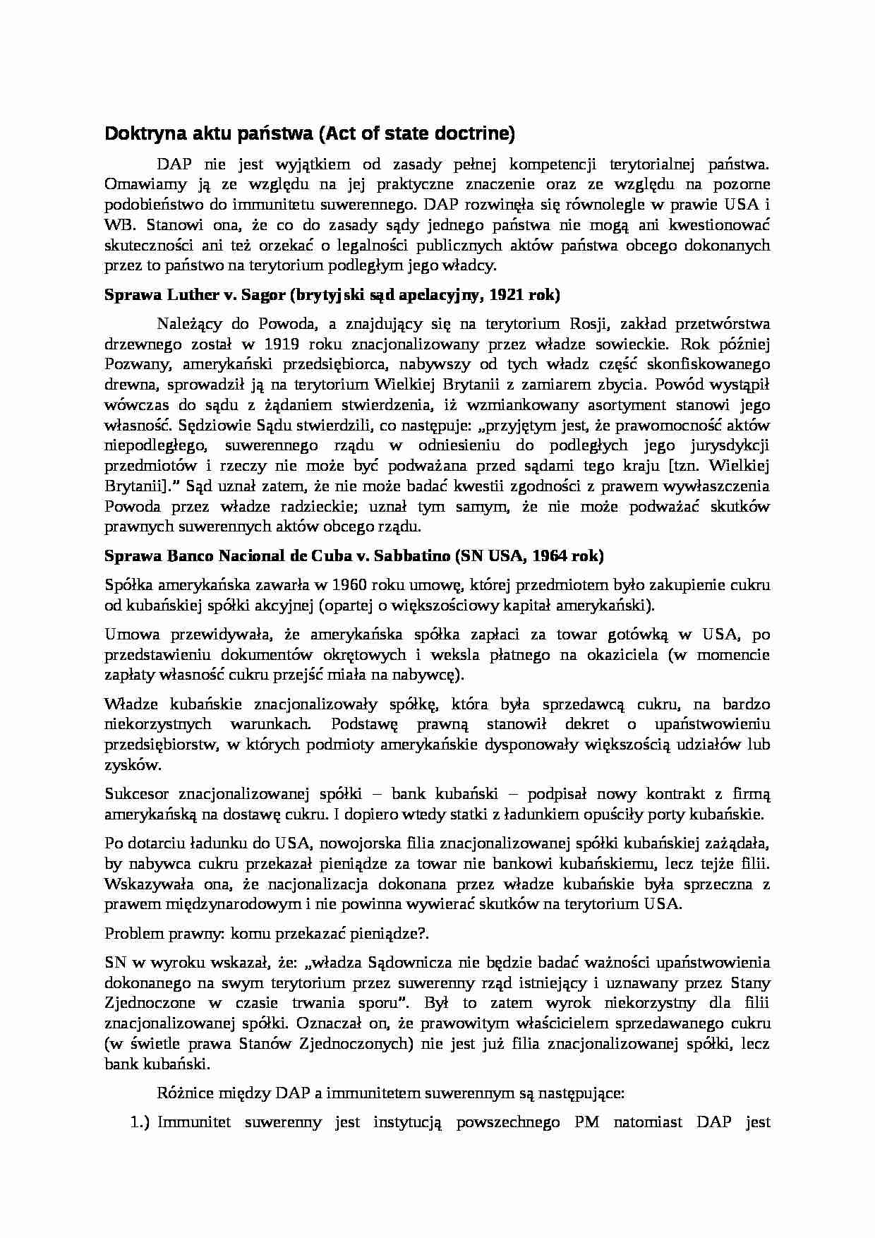 Doktryna aktu państwa-opracowanie - strona 1