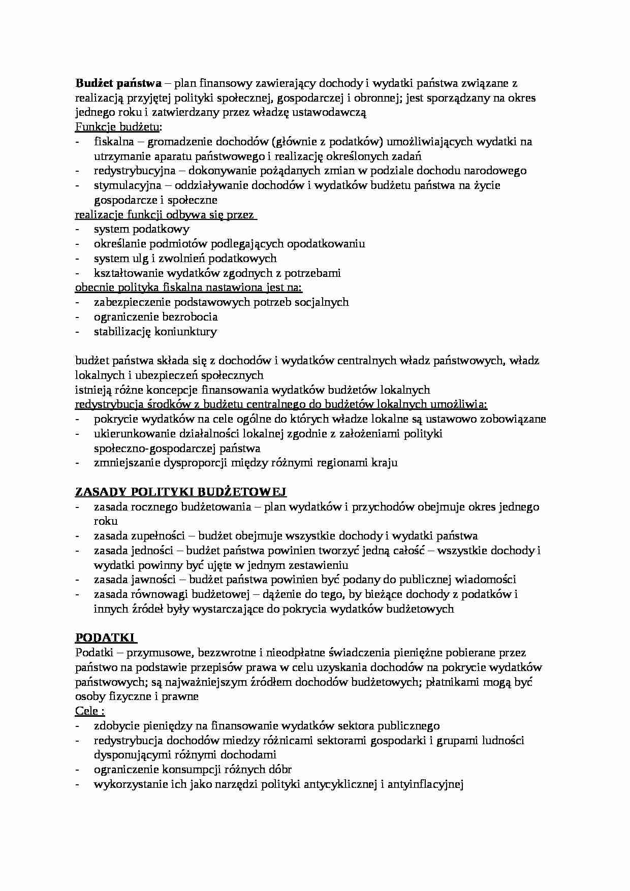Budżet państwa-opracowanie - plan finansowy - strona 1