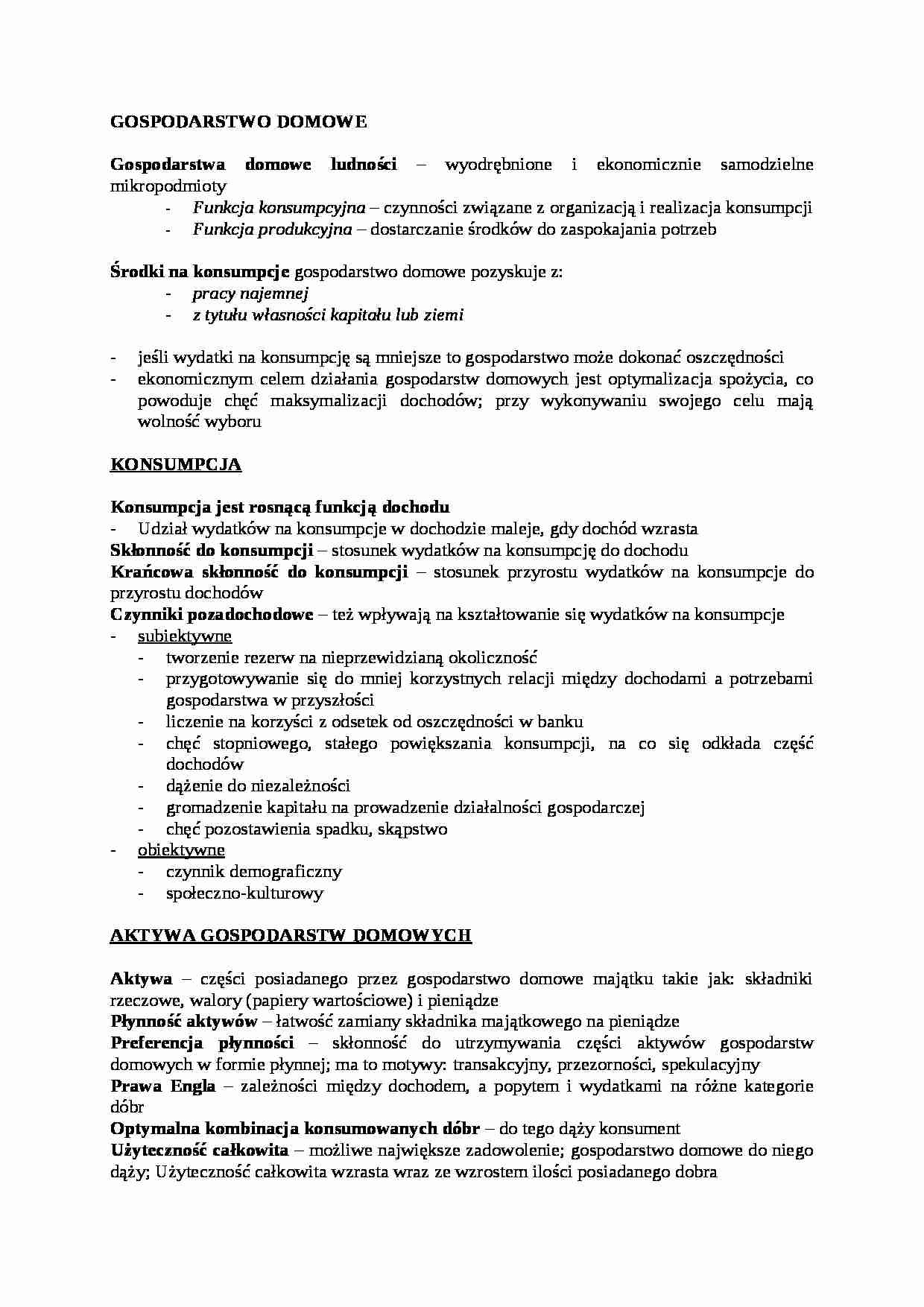 Gospodarstwo domowe-opracowanie - strona 1