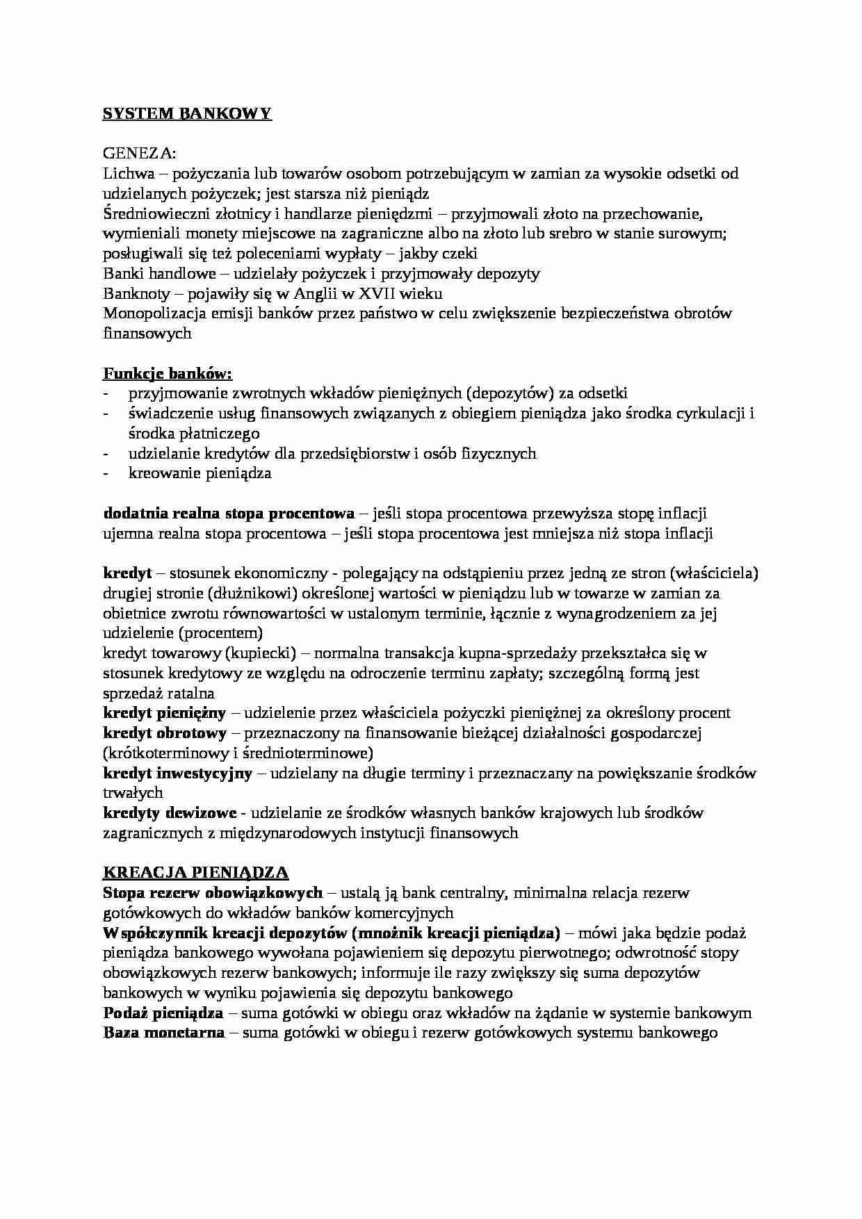 System bankowy-opracowanie - strona 1