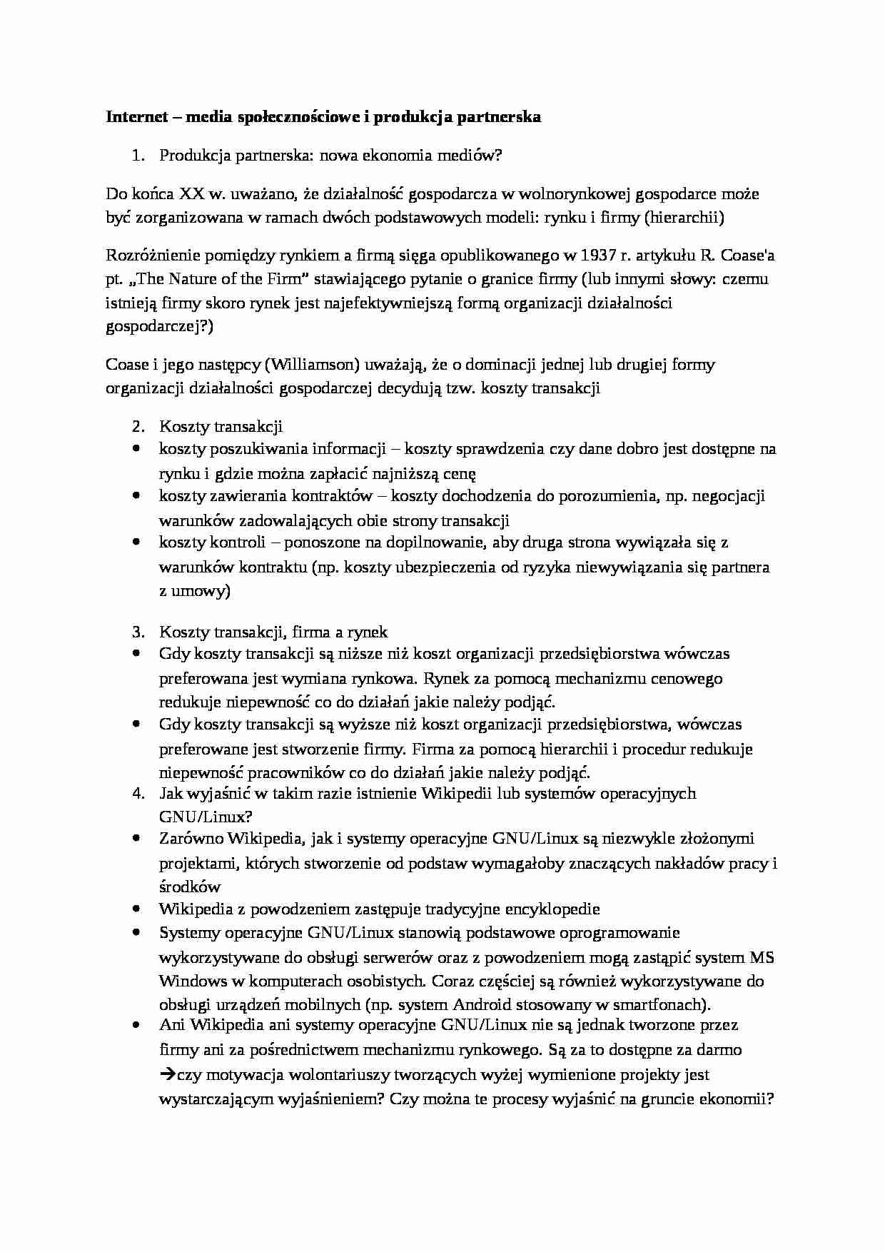 Media społecznościowe i produkcja partnerska-opracowanie - strona 1