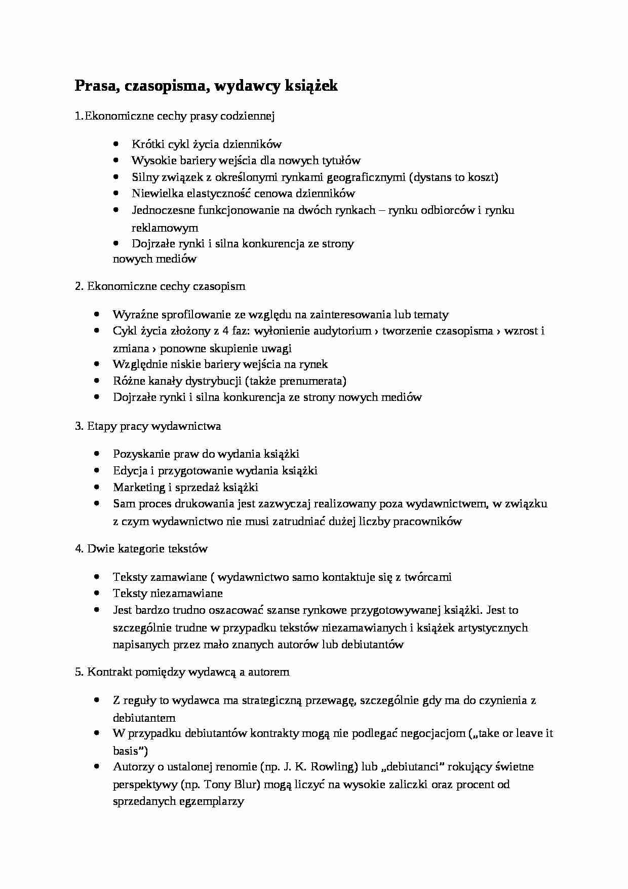 Prasa, czasopisma, wydawcy książek-opracowanie - strona 1