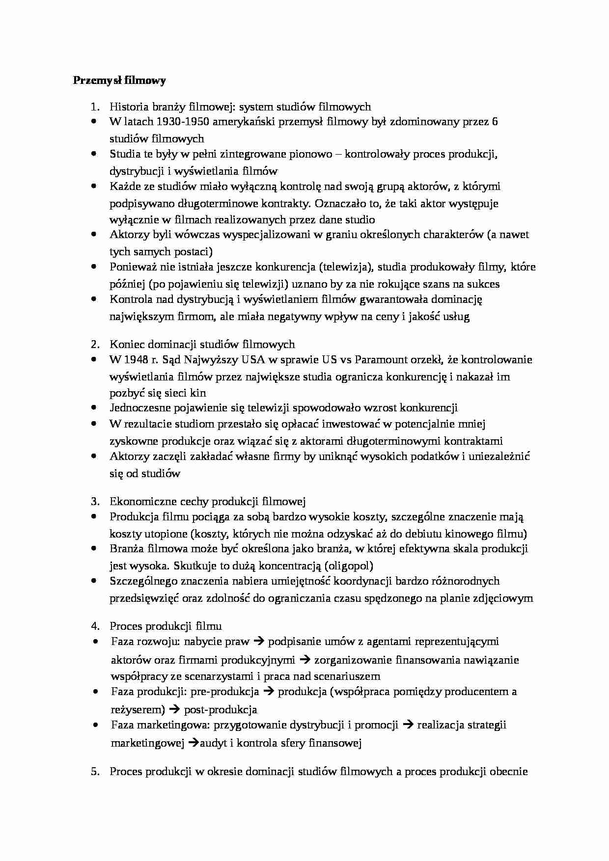 Przemysł filmowy-opracowanie - strona 1
