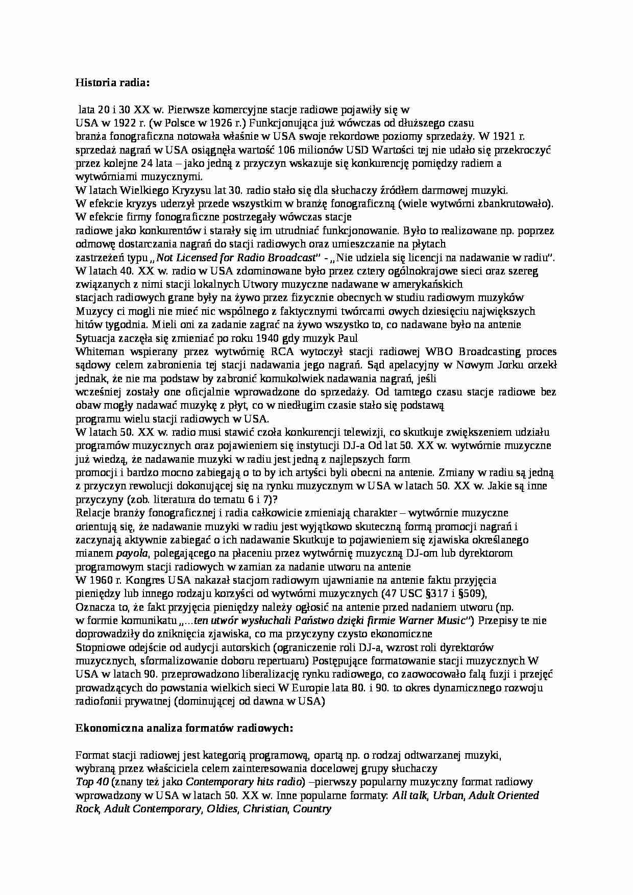 Historia radia-opracowanie - strona 1