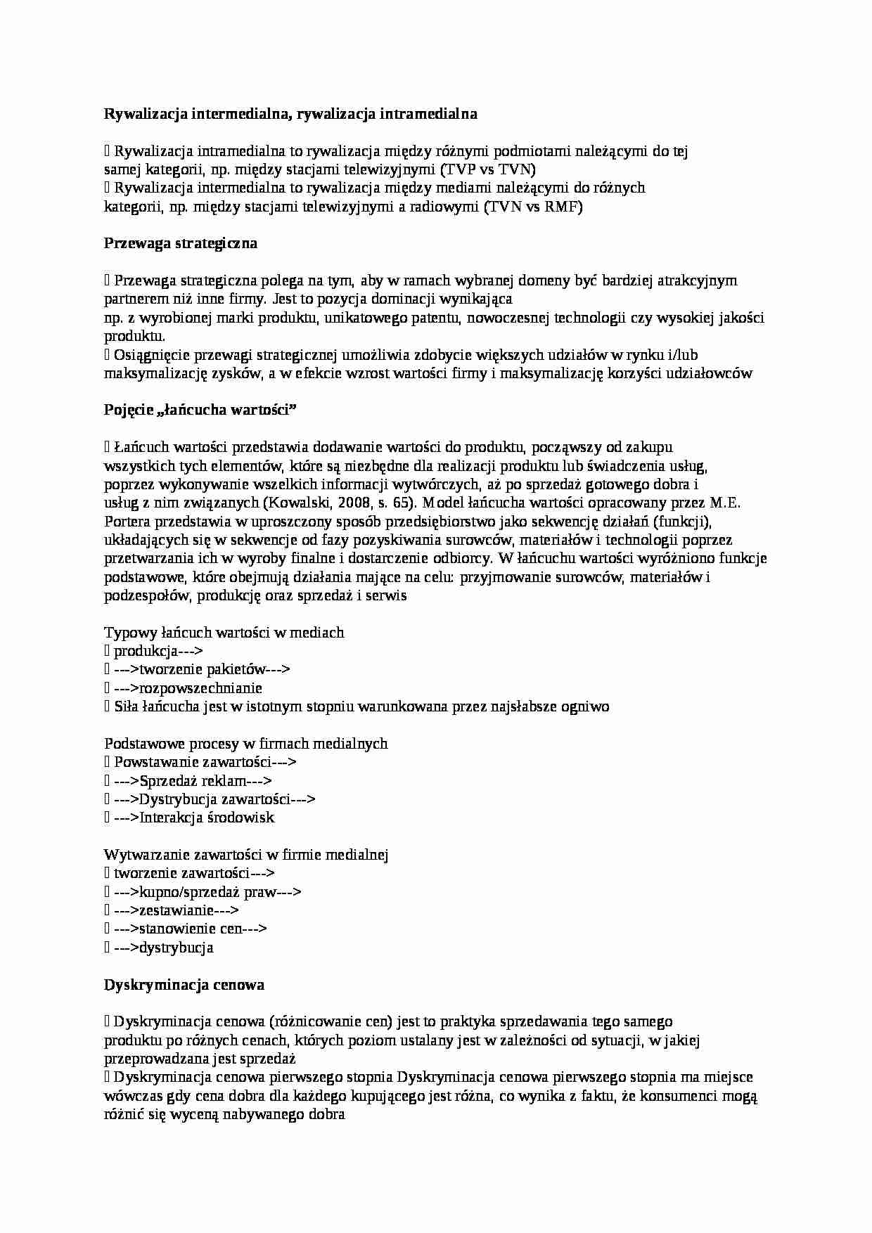 Rywalizacja intermedialna i intramedialna - strategie - strona 1