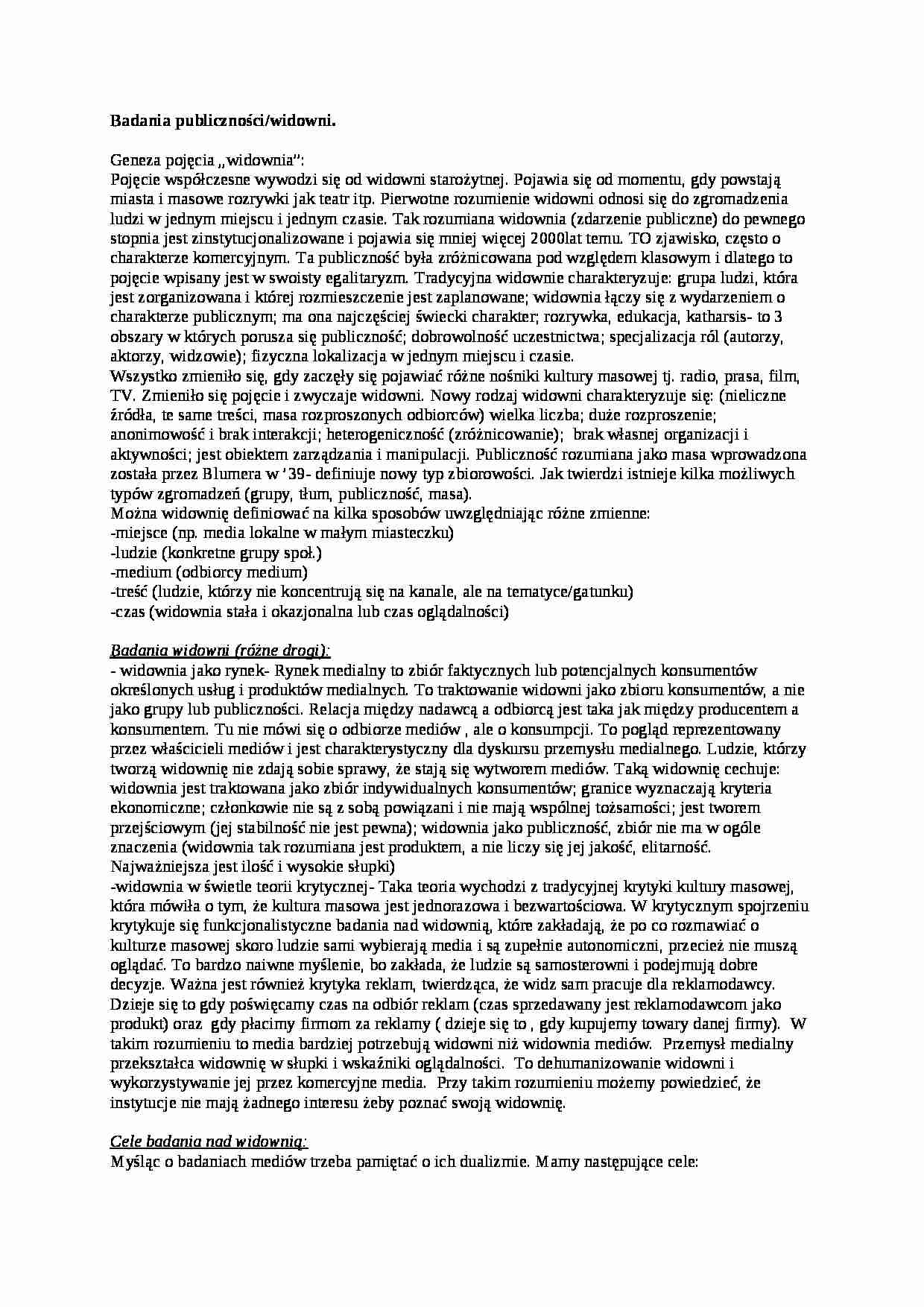 Badania publiczności i widowni-opracowanie - strona 1