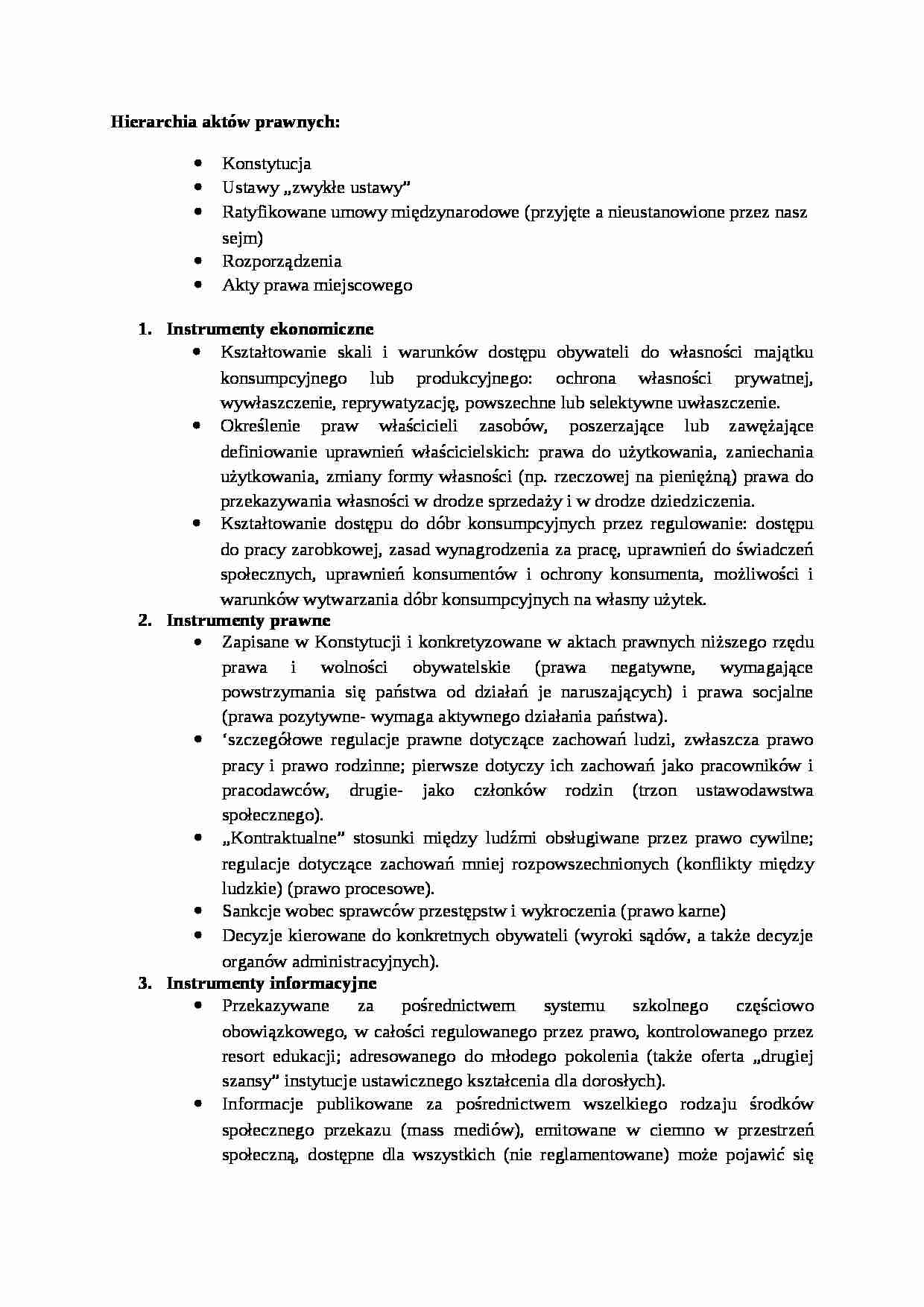 Rodzaje instrumentów polityki społecznej-opracowanie - strona 1