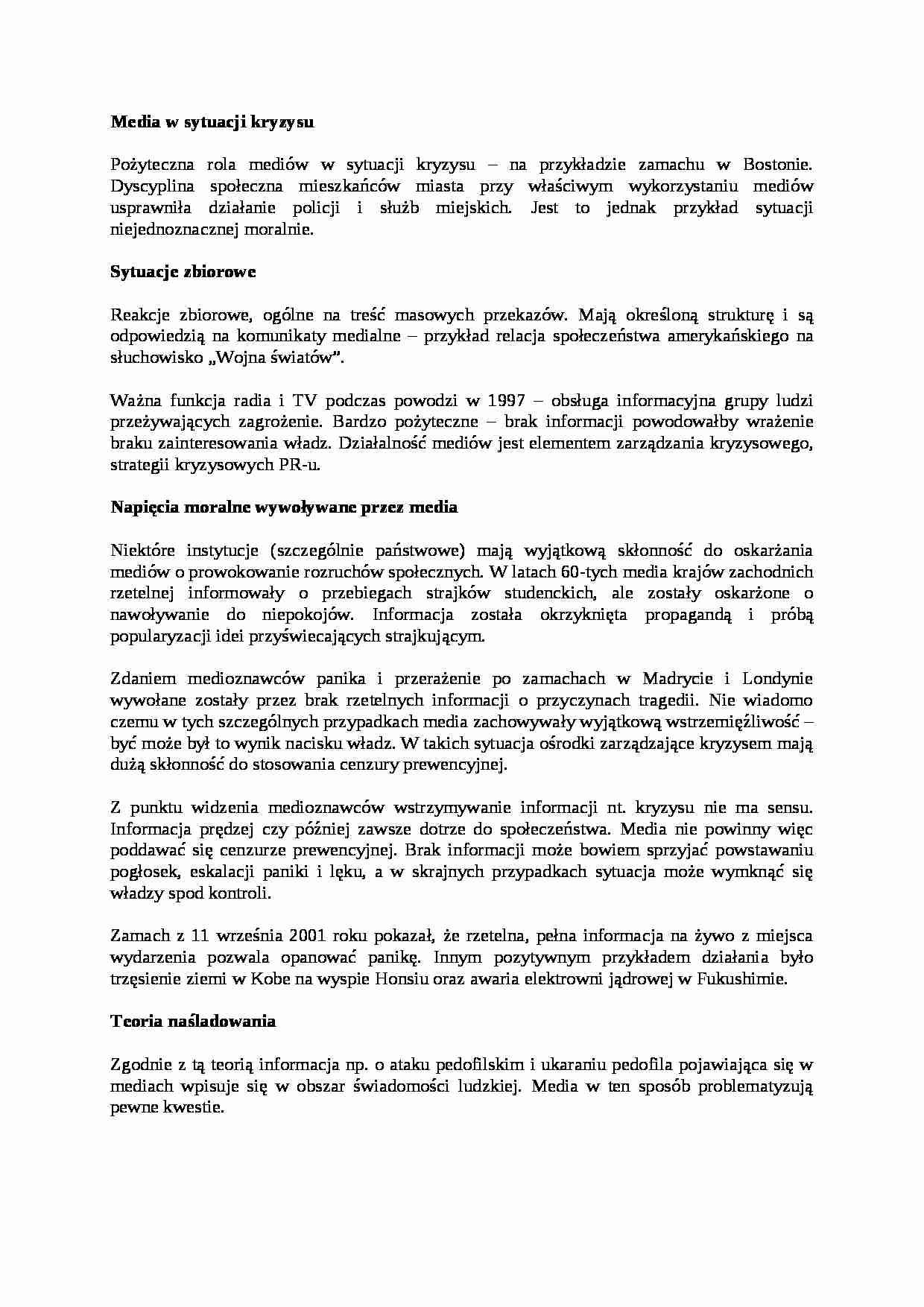 Media w sytuacji kryzysu-opracowanie - strona 1