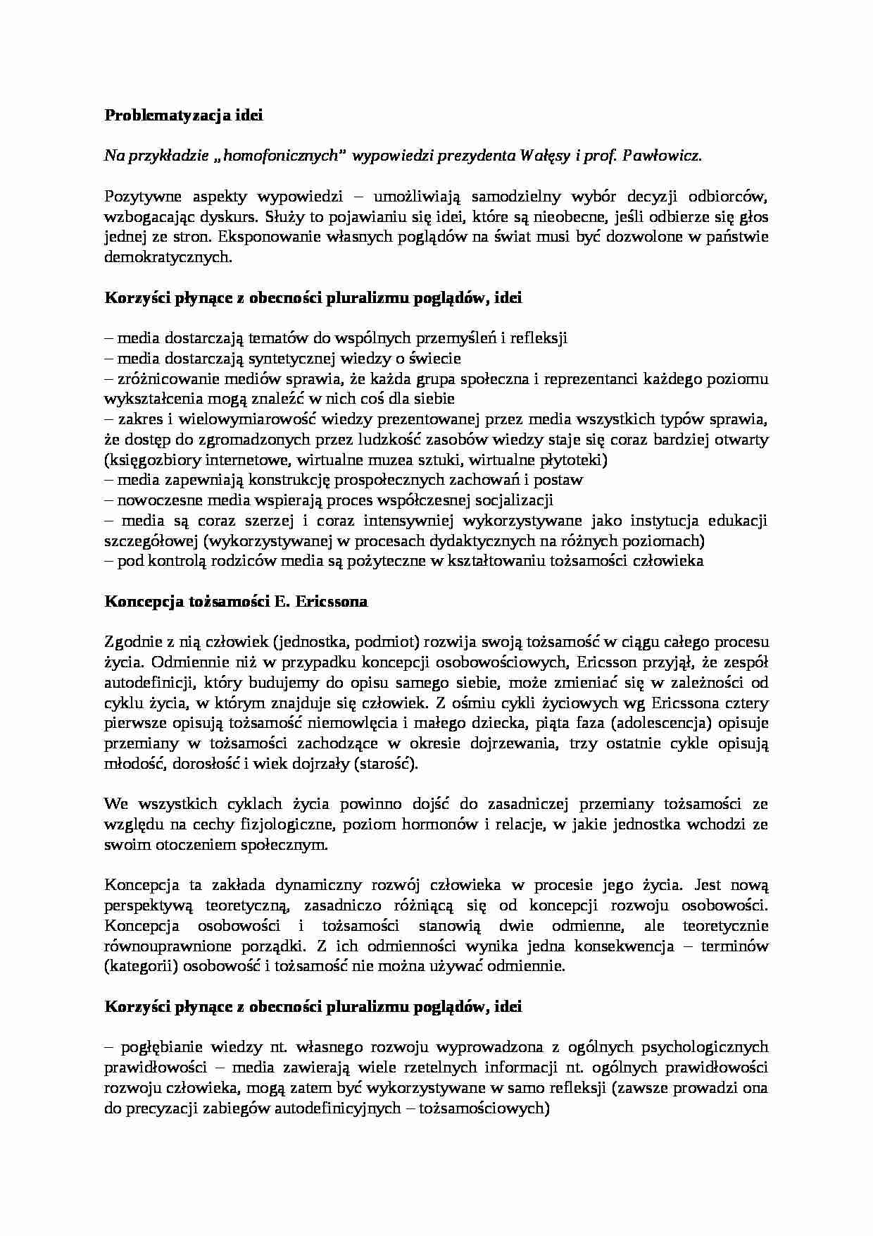 Pluralizm poglądów i idei-opracowanie - strona 1