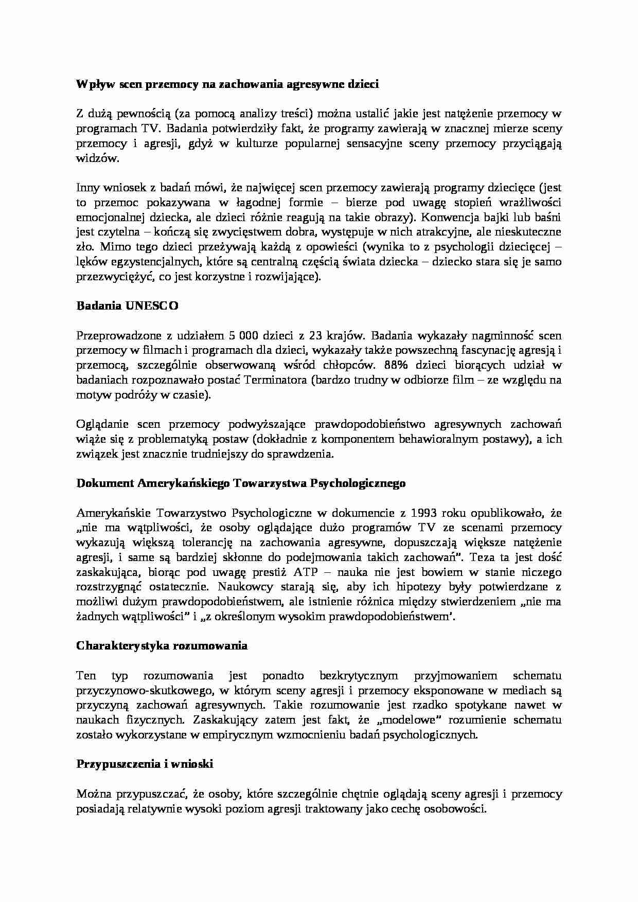 Przemoc w mediach-opracowanie - strona 1