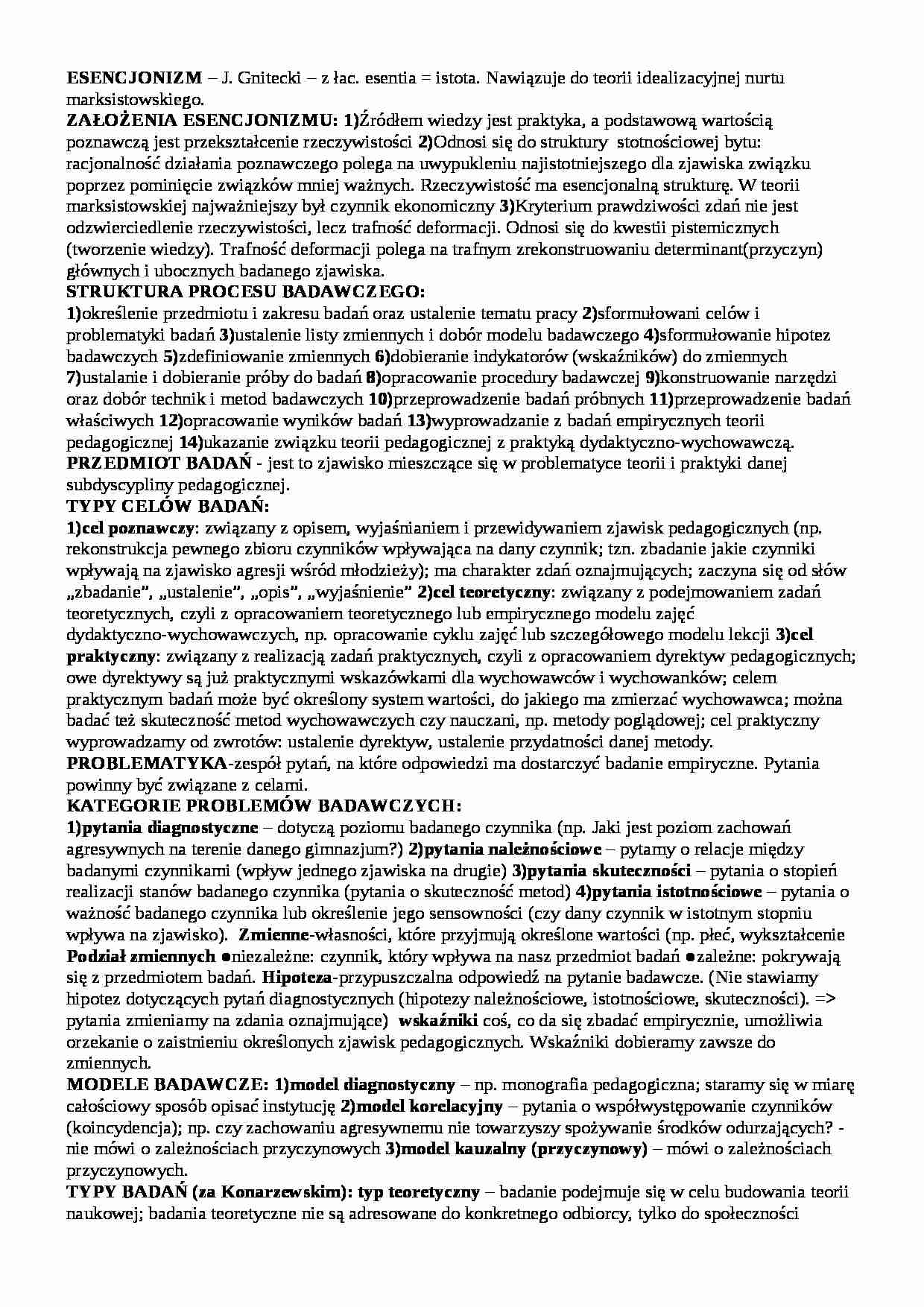 Esencjonizm-opracowanie - strona 1