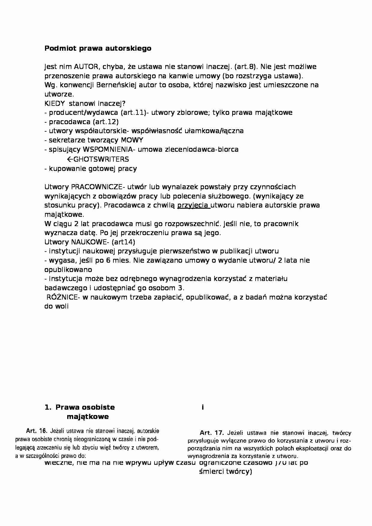 Podmiot prawa autorskiego-opracowanie - strona 1