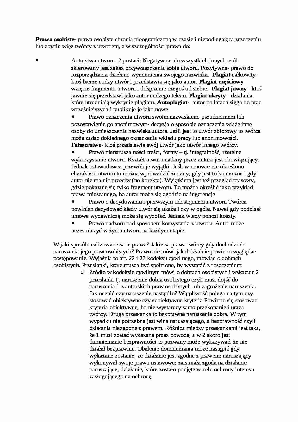 Prawa osobiste-opracowanie - strona 1